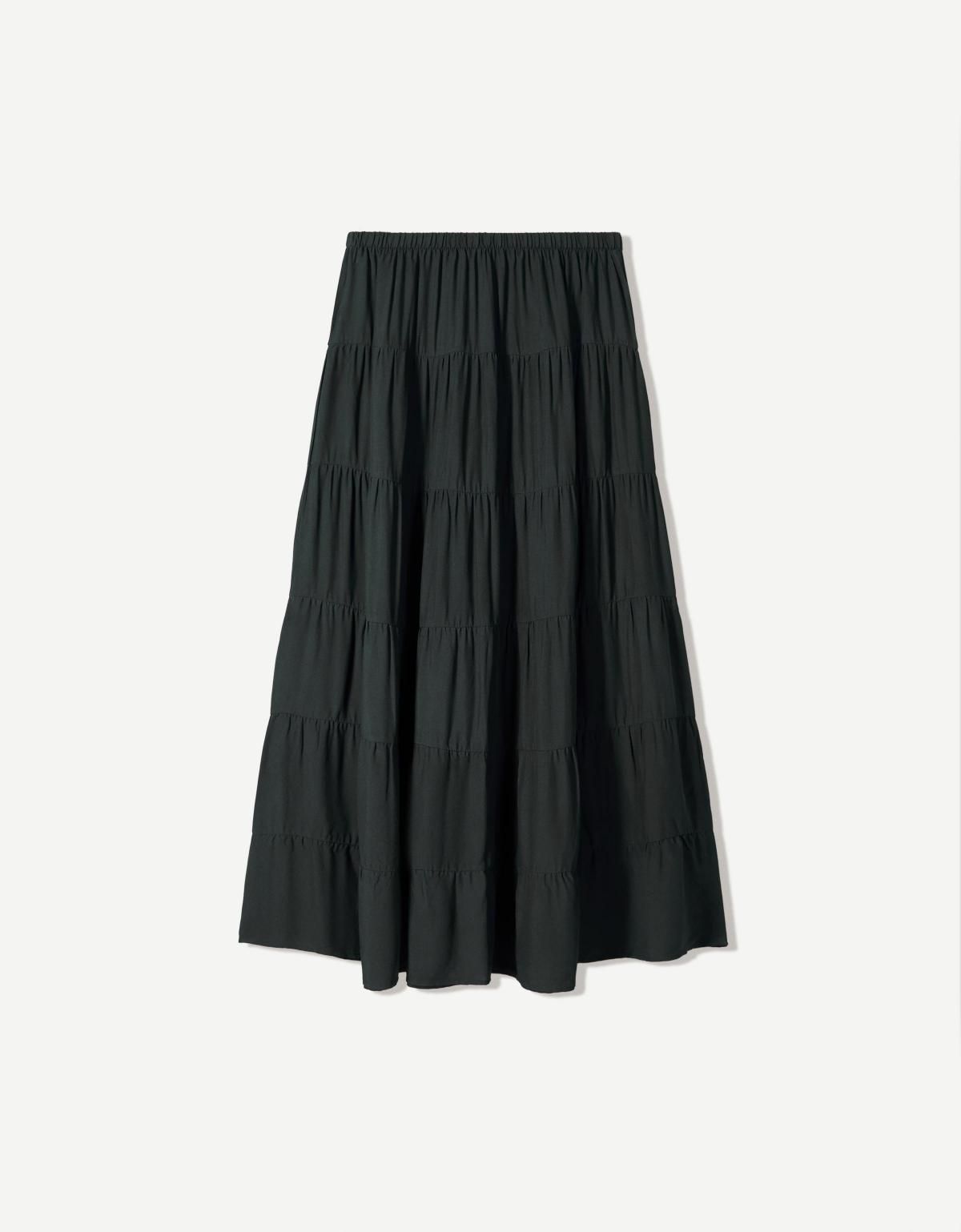 버쉬카 러스틱 플리츠 미디 스커트 6073/207 BLACK - 메인 이미지