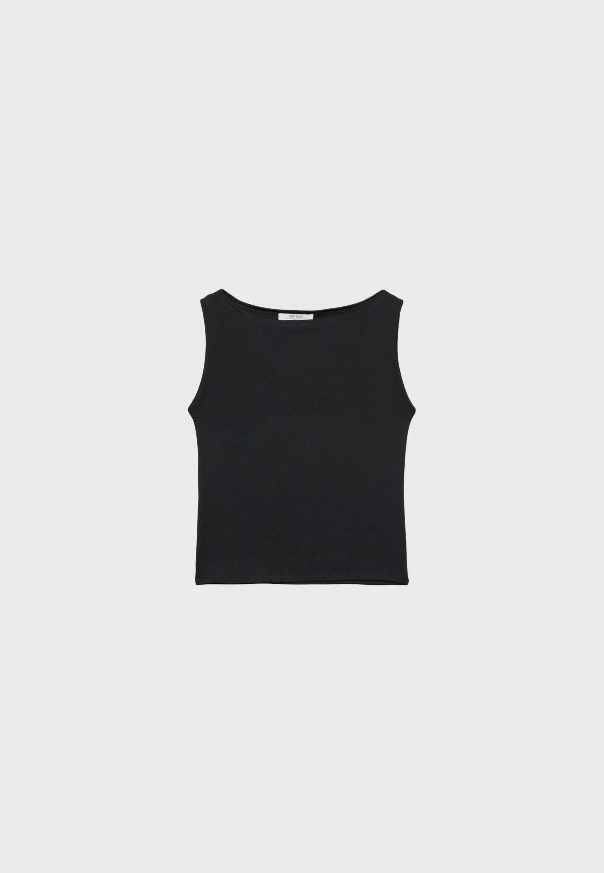 스트라디바리우스 슬림핏 보트넥 민소매 티셔츠 7052/200 BLACK - 메인 이미지