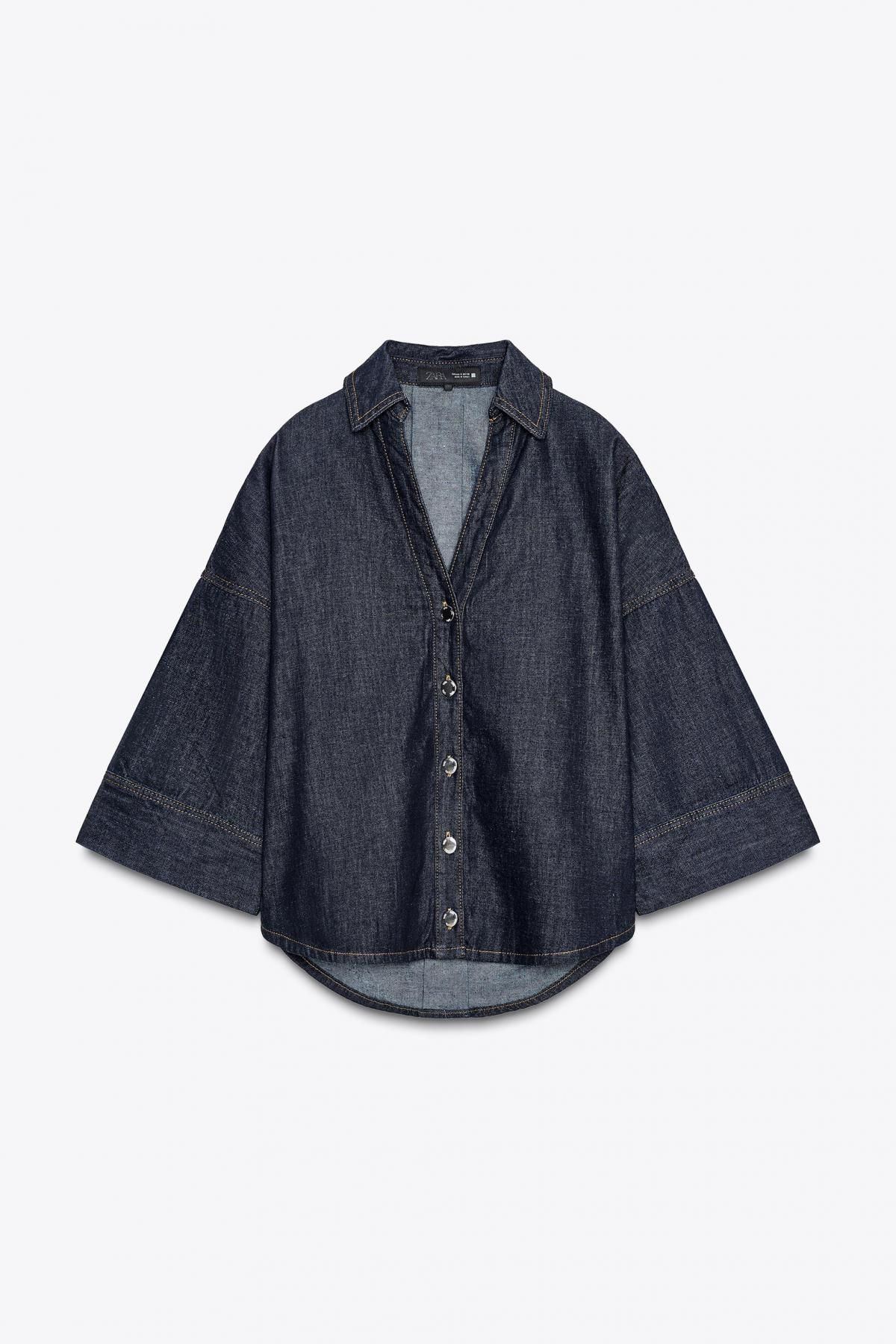 자라 트렌디 오버핏 와이드 슬리브 데님 셔츠 7484/152 BLUE - 메인 이미지