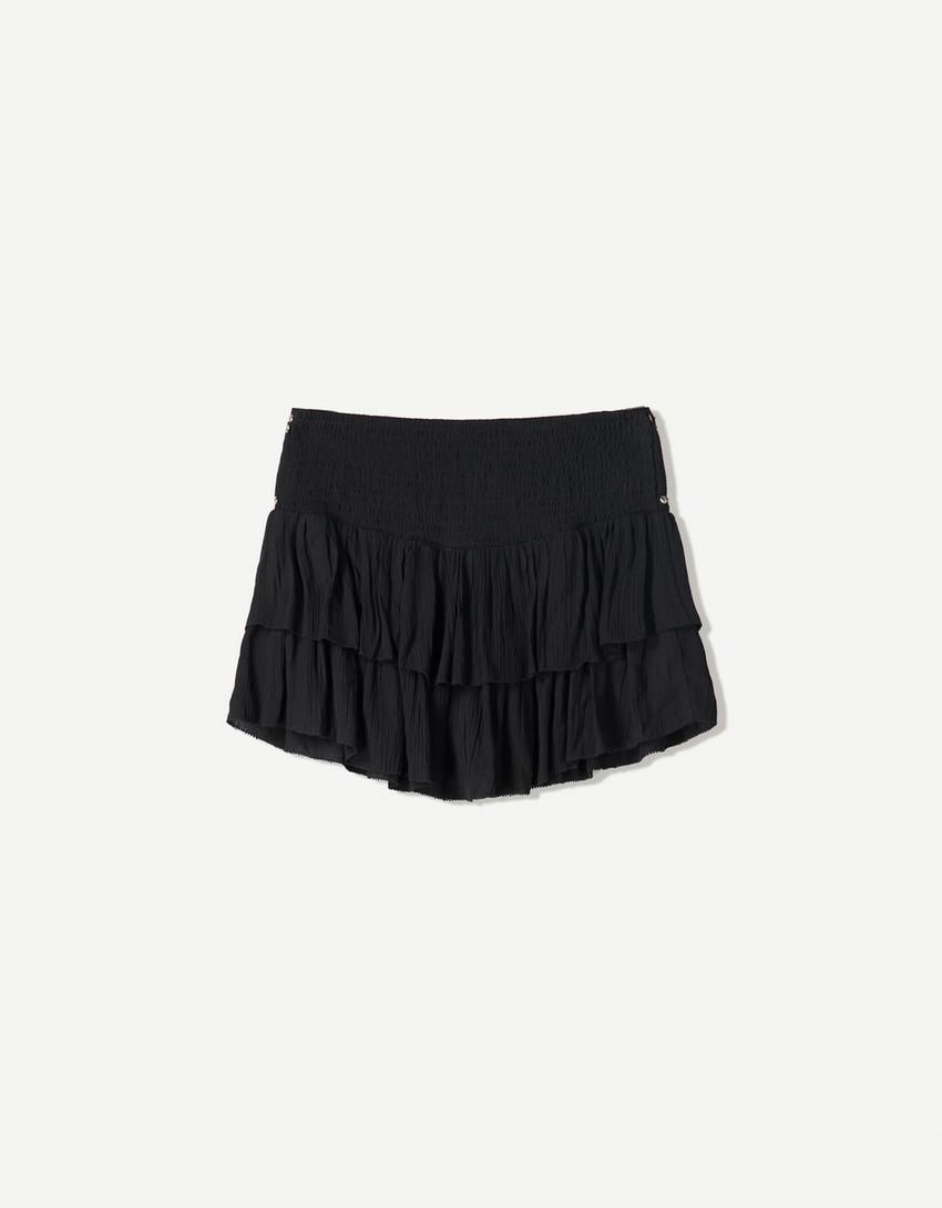 버쉬카 스터드 러플 미니 스커트 6072/494 BLACK - 상세 이미지 5