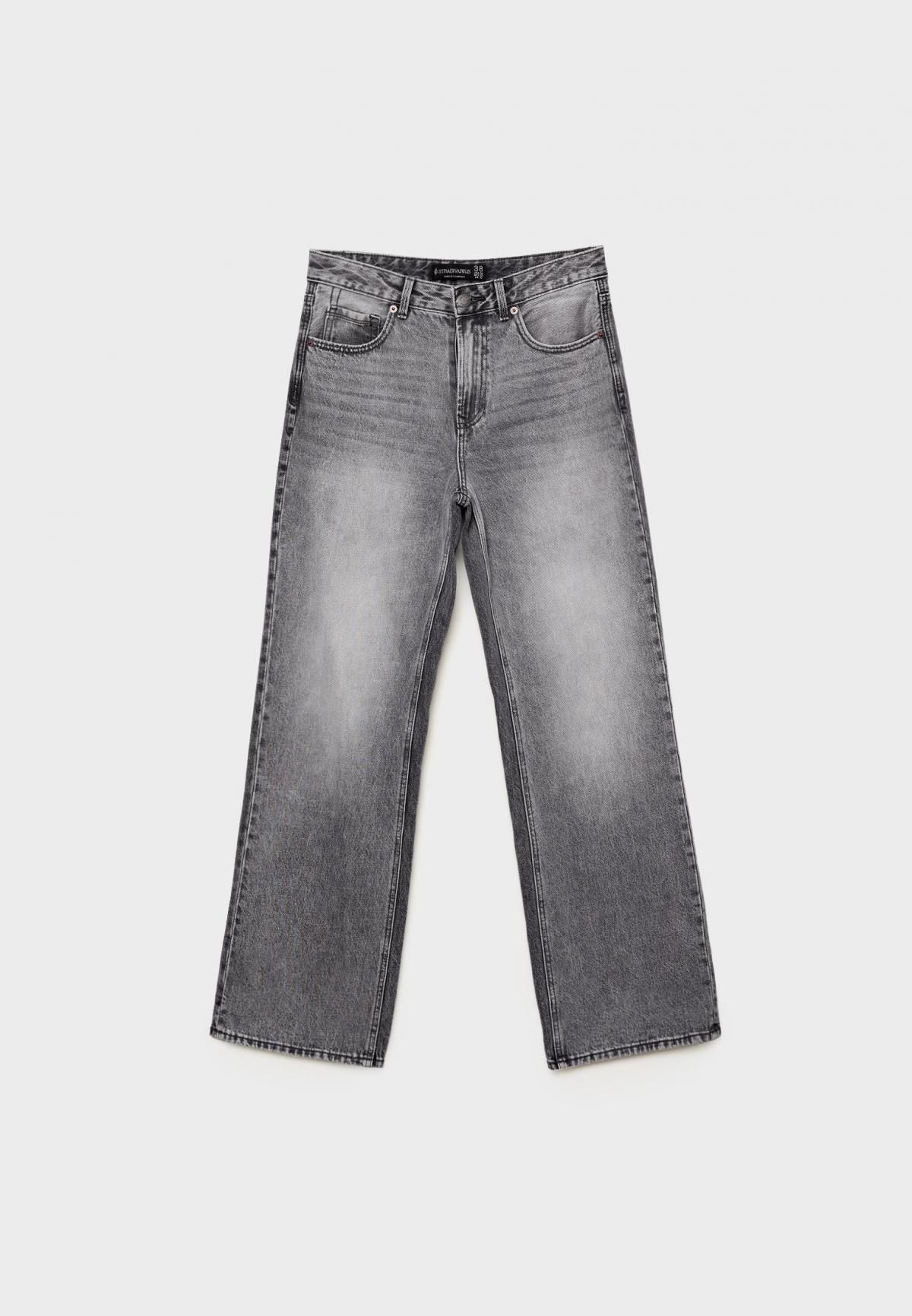 스트라디바리우스 빈티지 하이라이즈 와이드핏 청바지 4891/885 DARK GREY DENIM WASH - 상세 이미지 4