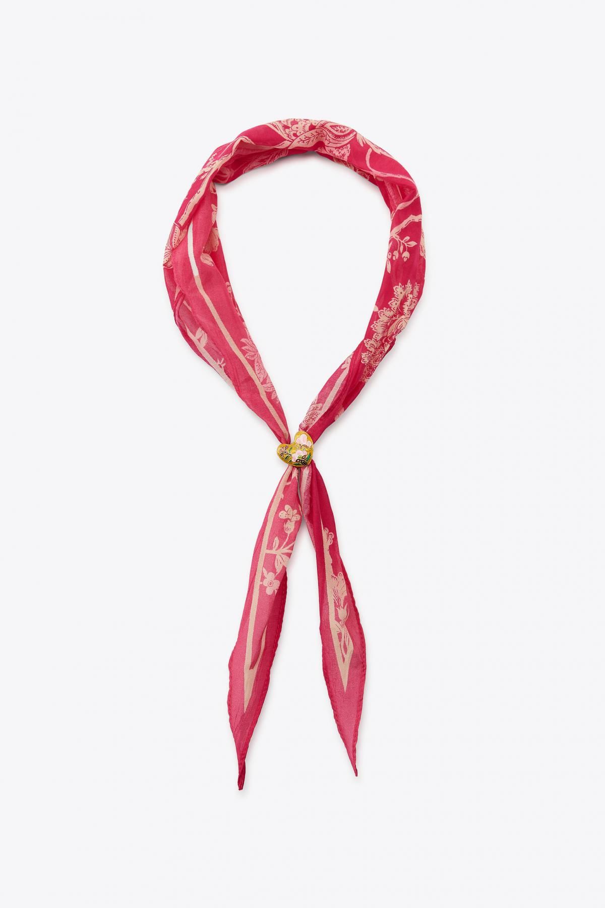 자라 러블리 하트 메탈 디테일 코튼 실크 프린트 반다나 3920/214 FUCHSIA - 메인 이미지