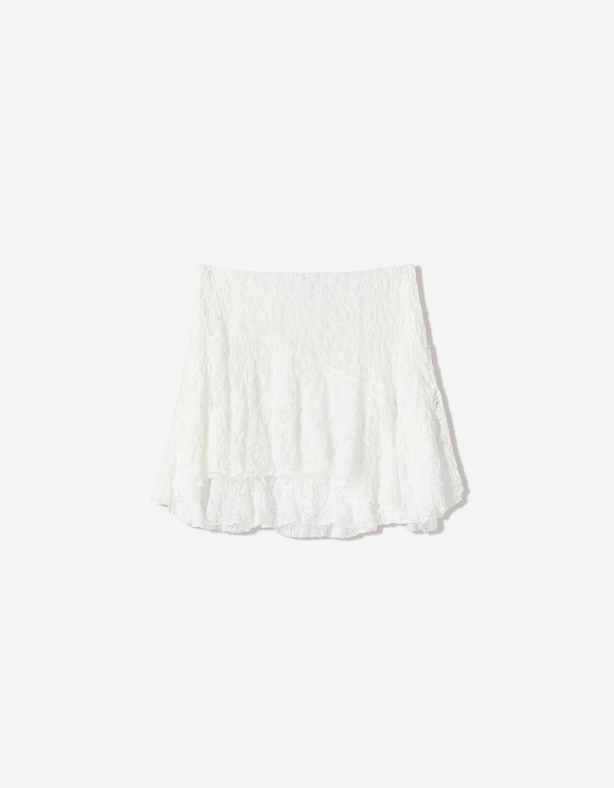 버쉬카 러플 레이스 플레어 미니 스커트 블론드 화이트 6071/360 OFF WHITE - 상품 이미지