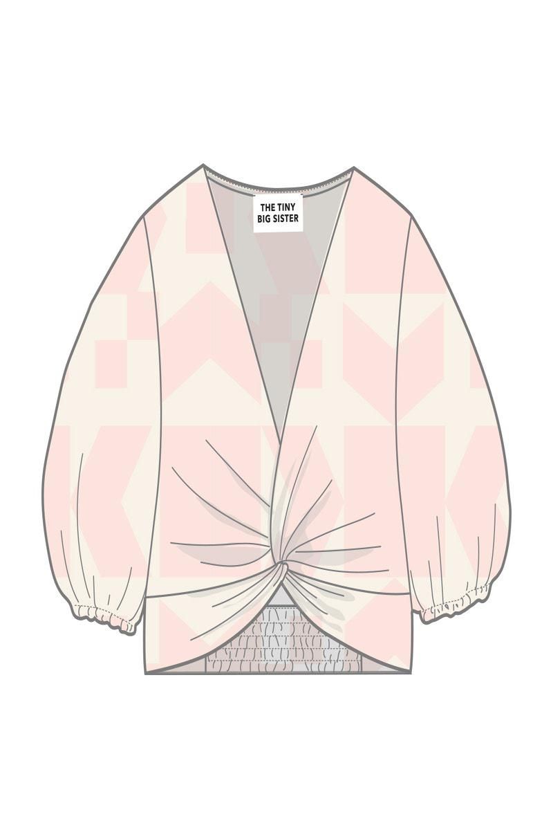 타이니코튼 페미닌 브이넥 지오메트릭 퍼프소매 블라우스 SS25-641R29 ONE COLOR - 상세 이미지 2