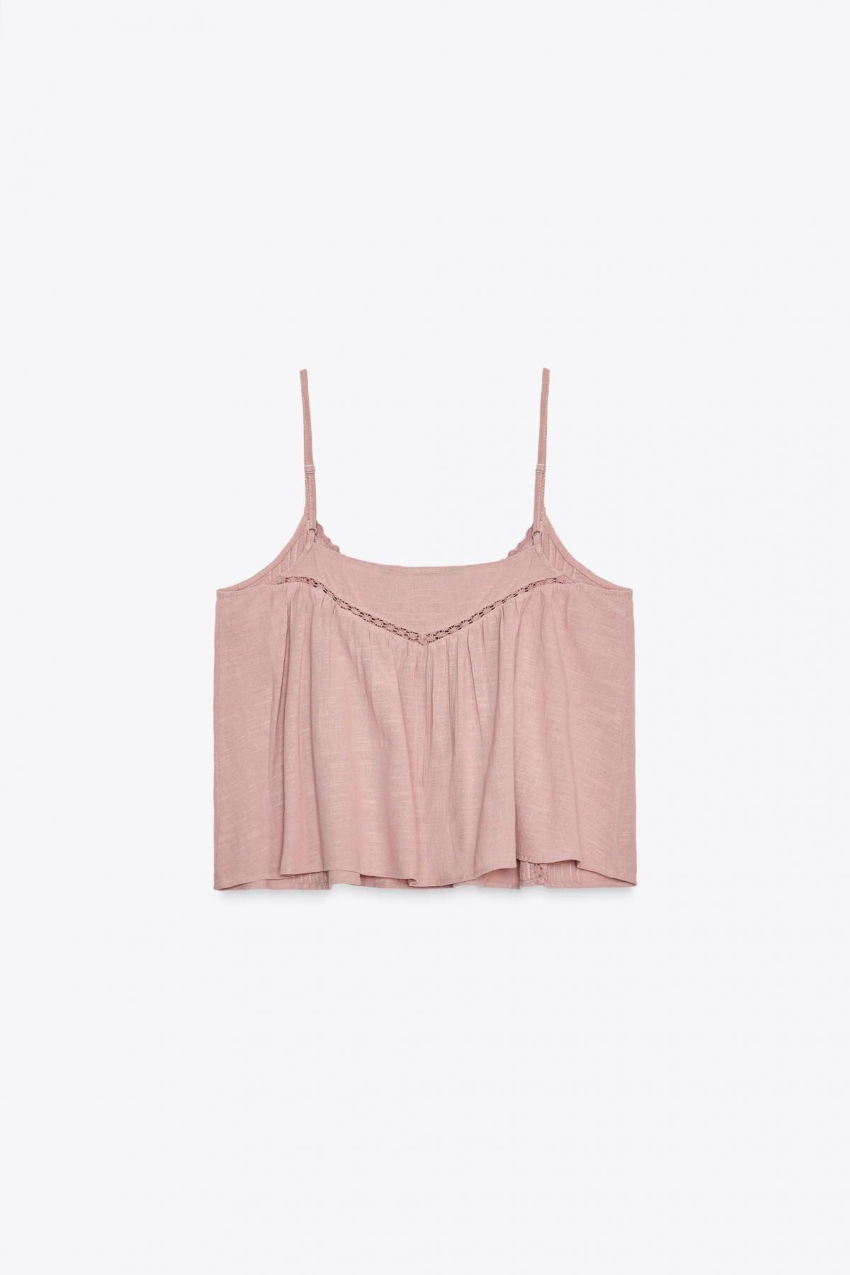 자라 로맨틱 레이스 자수 코튼 민소매 탑 0881/006 PALE PINK - 상세 이미지 4
