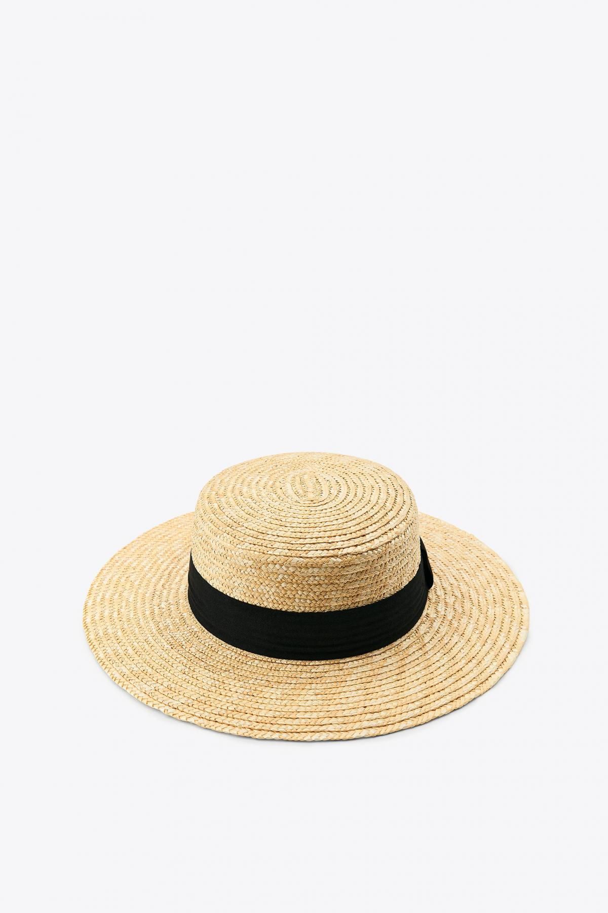 자라 내추럴 와이드브림 스트로우햇 배색밴드 0653/209 LIGHT BEIGE - 메인 이미지