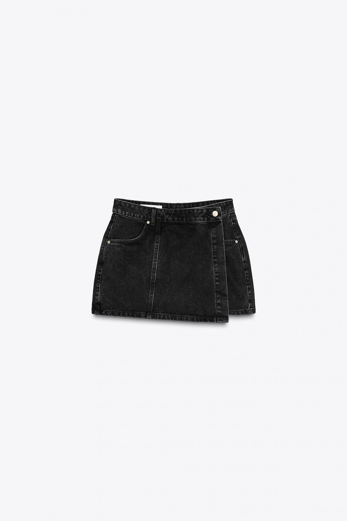자라 하이웨이스트 랩 흑청 데님 스커트 팬츠 7484/062 BLACK - 메인 이미지