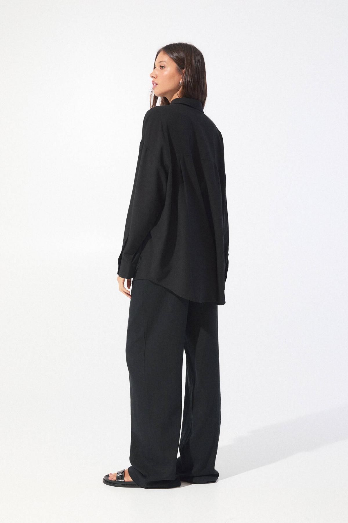 풀앤베어 오버사이즈 내추럴 블랙 셔츠 3474/407 BLACK - 상세 이미지 4