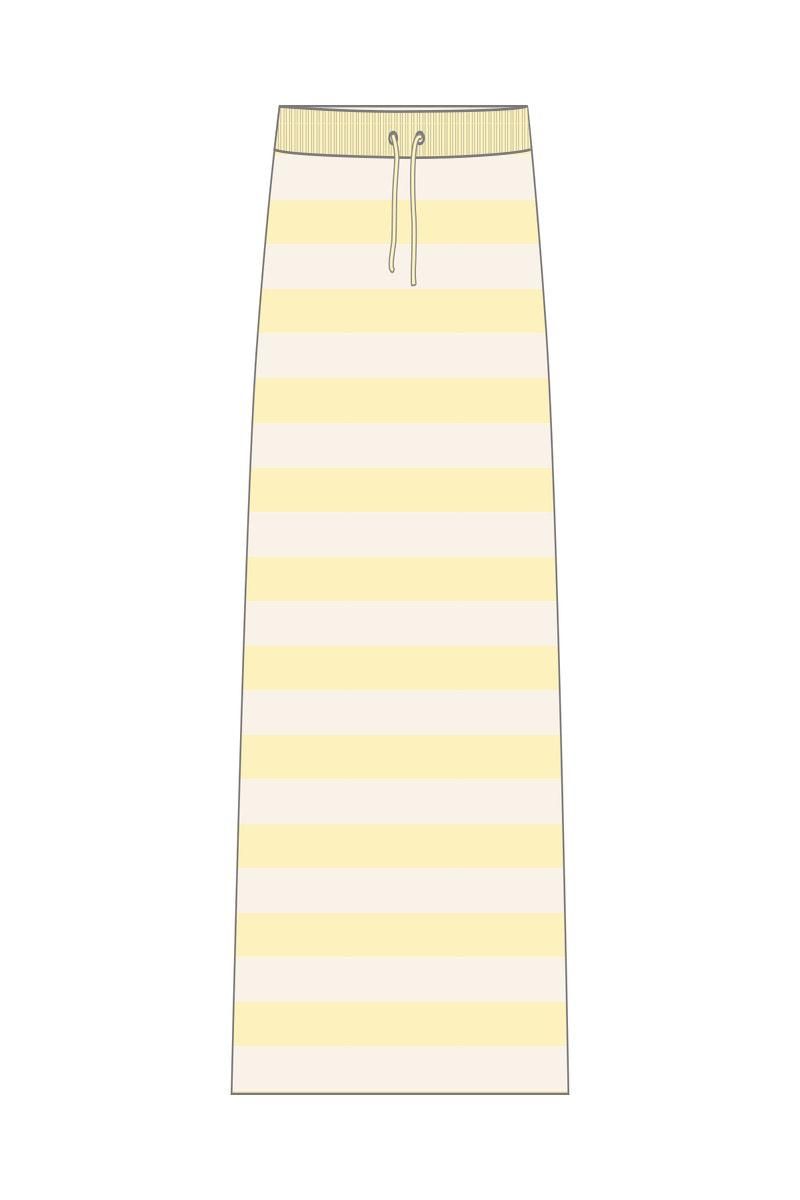 타이니코튼 스트라이프 미디 스커트 옐로우 화이트 밴딩 SS25-792R81 ONE COLOR - 상세 이미지 2