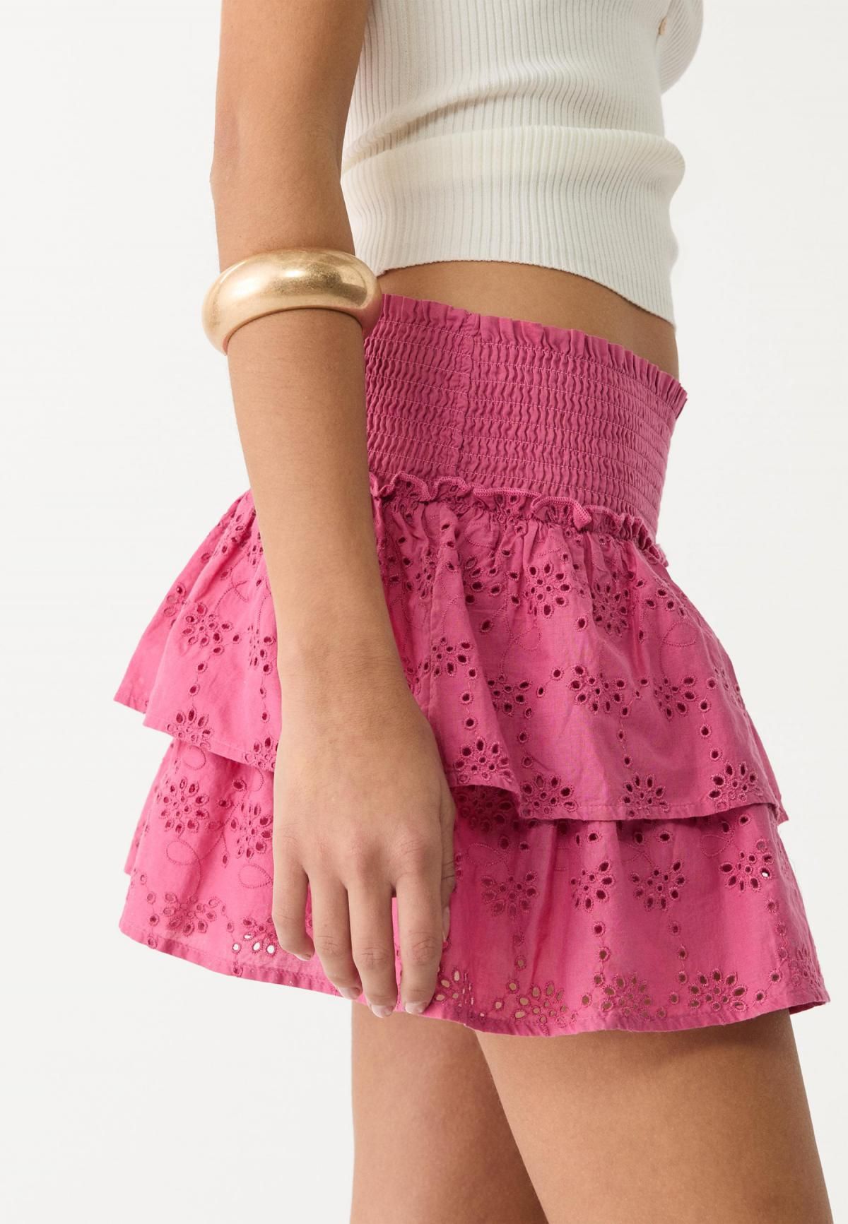 스트라디바리우스 자수 러플 플루이드 미드라이즈 스커트 1346/270 NUDE PINK - 상세 이미지 4