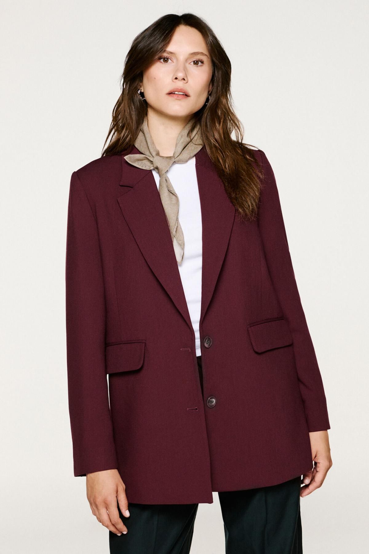 셀렉티드 버건디 릴렉스핏 테일러드 재킷 6432554 MORADO - 상품 이미지