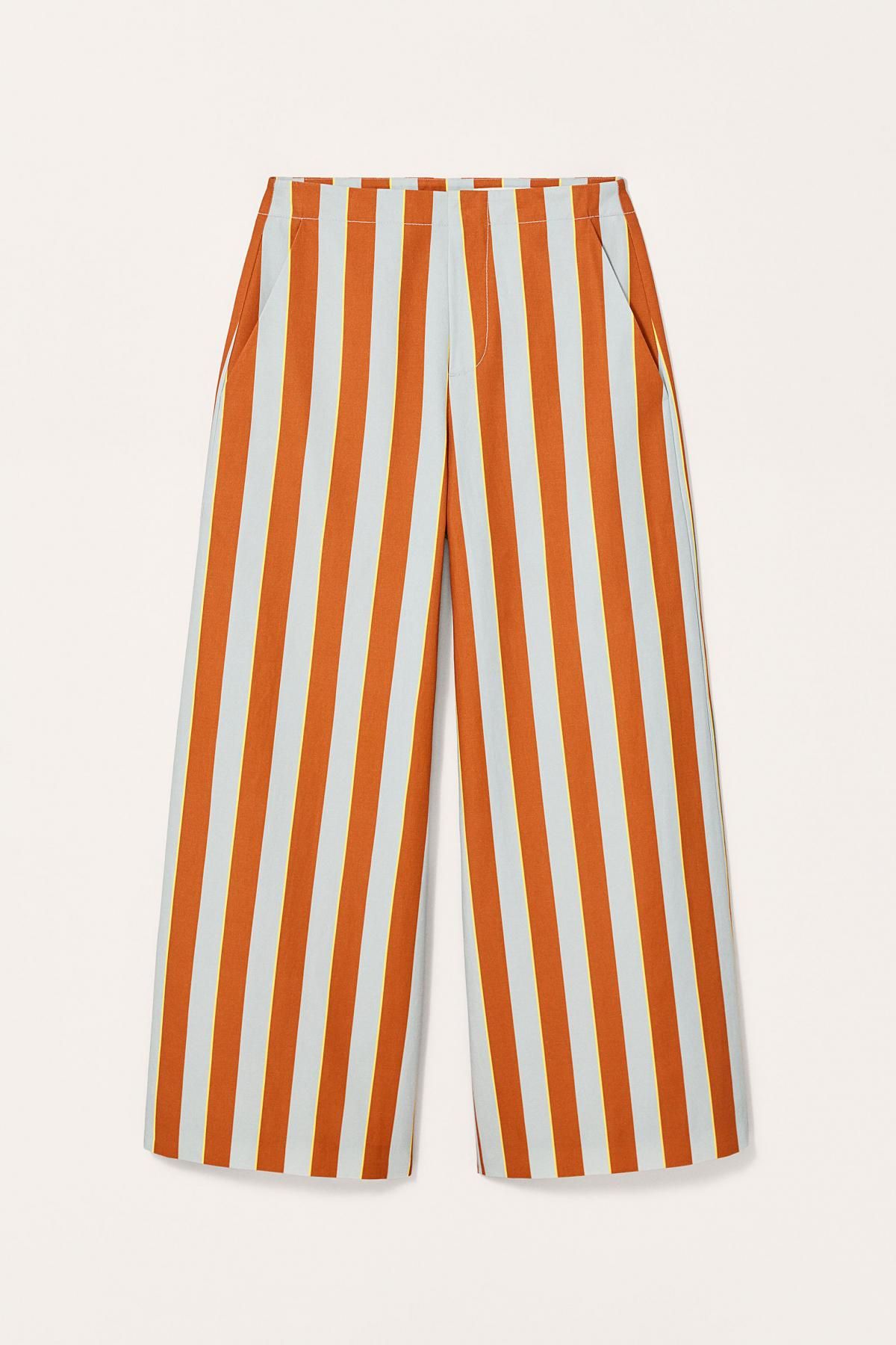 자라 스트라이프 와이드 팬츠 3726/778 ORANGE - 상세 이미지 5