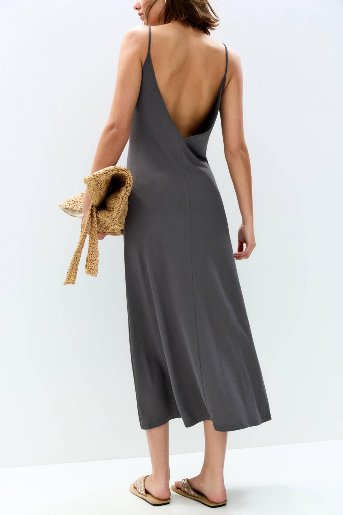 풀앤베어 미니멀 플루이드 스트랩 미디 원피스 7394/319 ANTHRACITE GREY - 상세 이미지 2