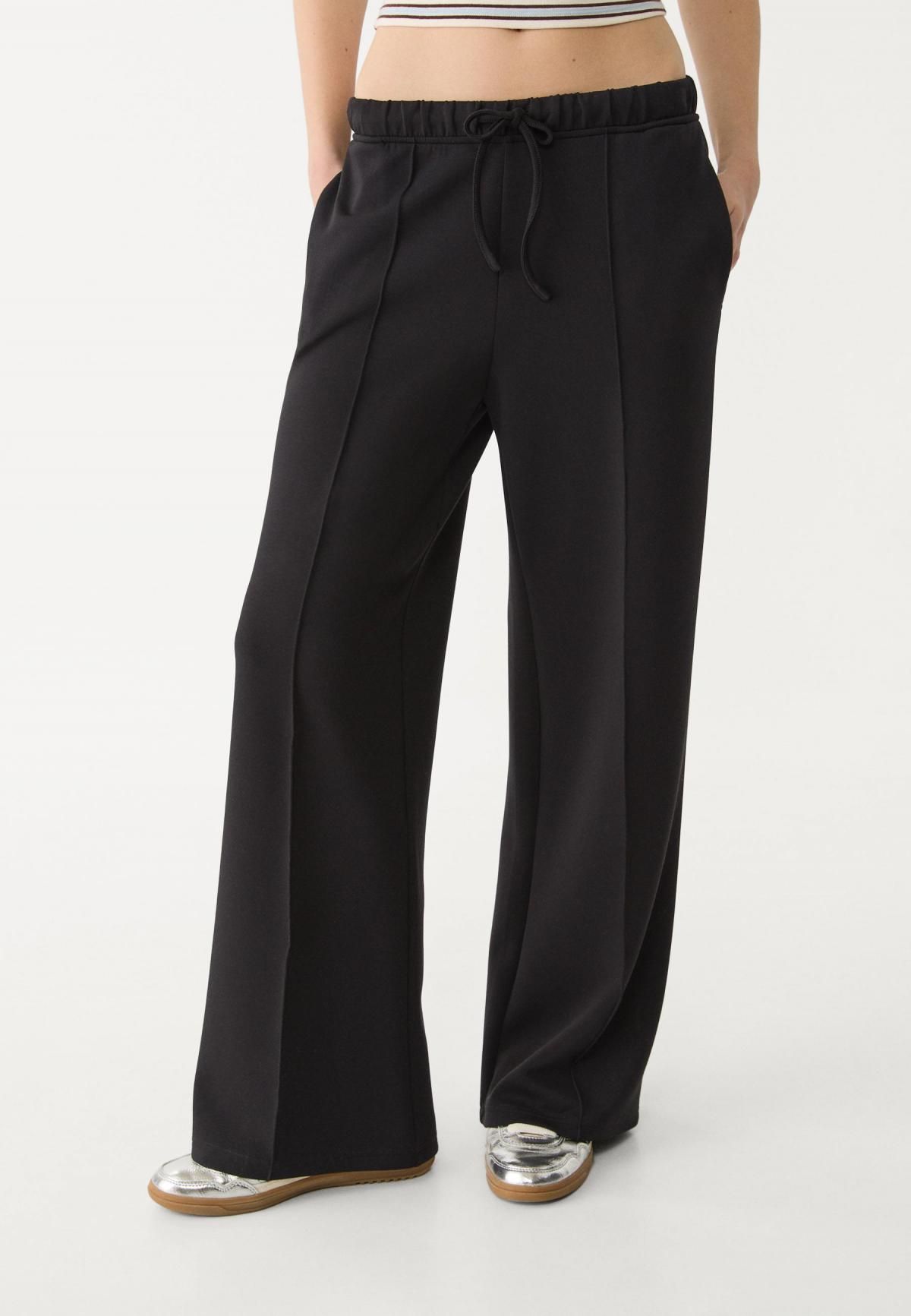 스트라디바리우스 소프트 와이드핏 스트레이트 팬츠 4512/257 BLACK - 상품 이미지