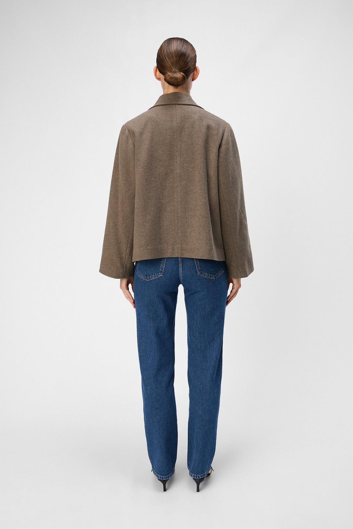 오브젝트 친환경 더블 브레스트 숏 울 코트 7930146 GRIS - 상세 이미지 5