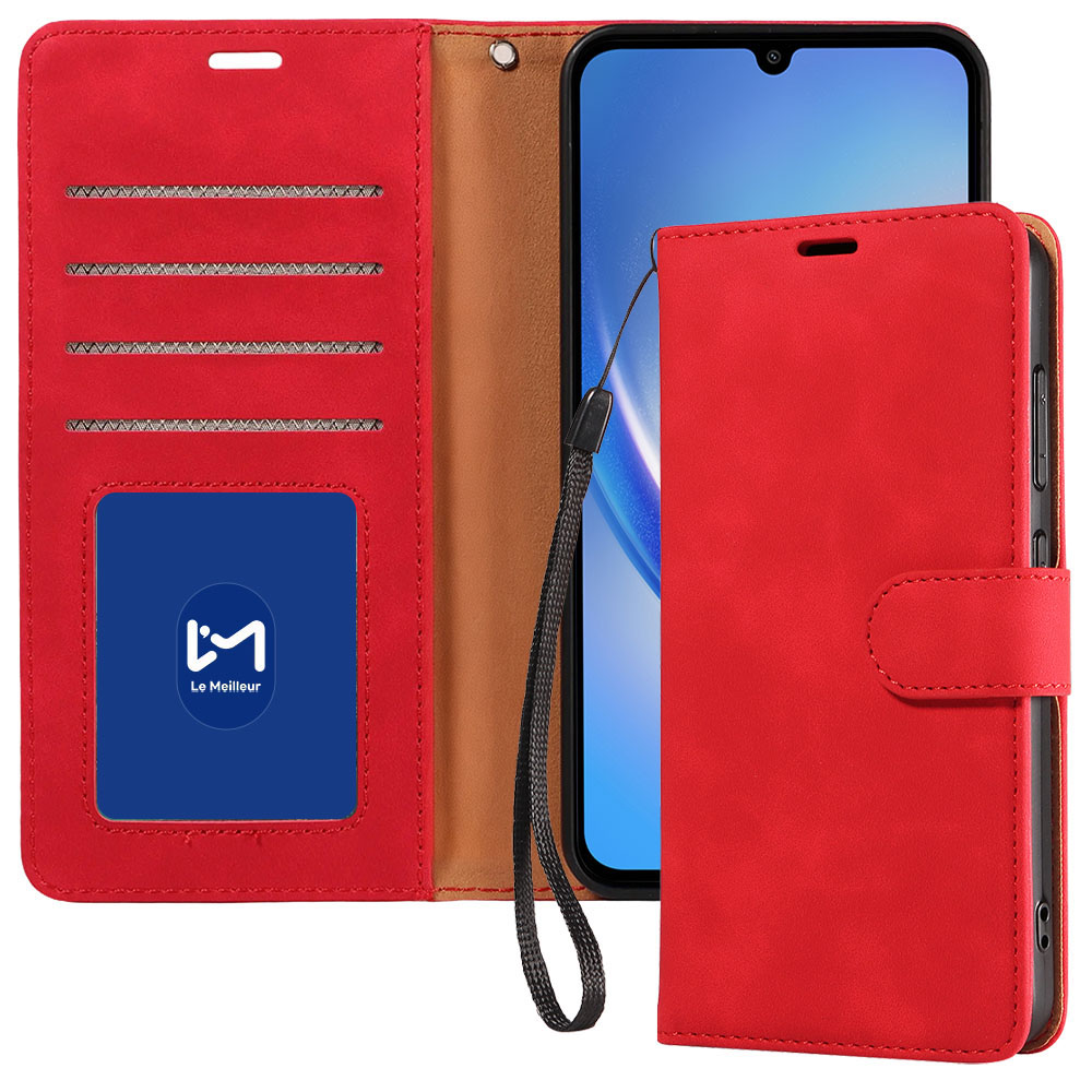 르메이어 가죽 카드수납 폴리오 지갑형 케이스 레드, 갤럭시A34 - 상품 이미지