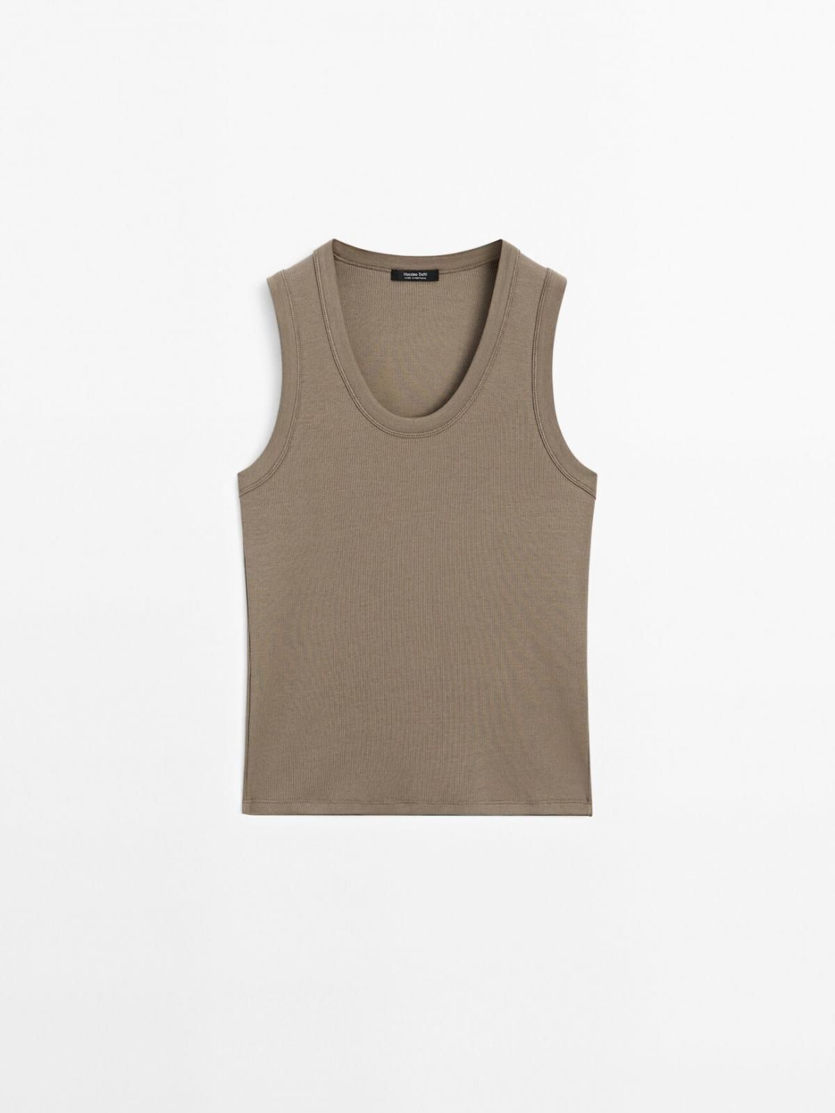 마시모두띠 베이직 라운드넥 민소매 코튼블렌드 티셔츠 6896/918 KHAKI - 상품 이미지