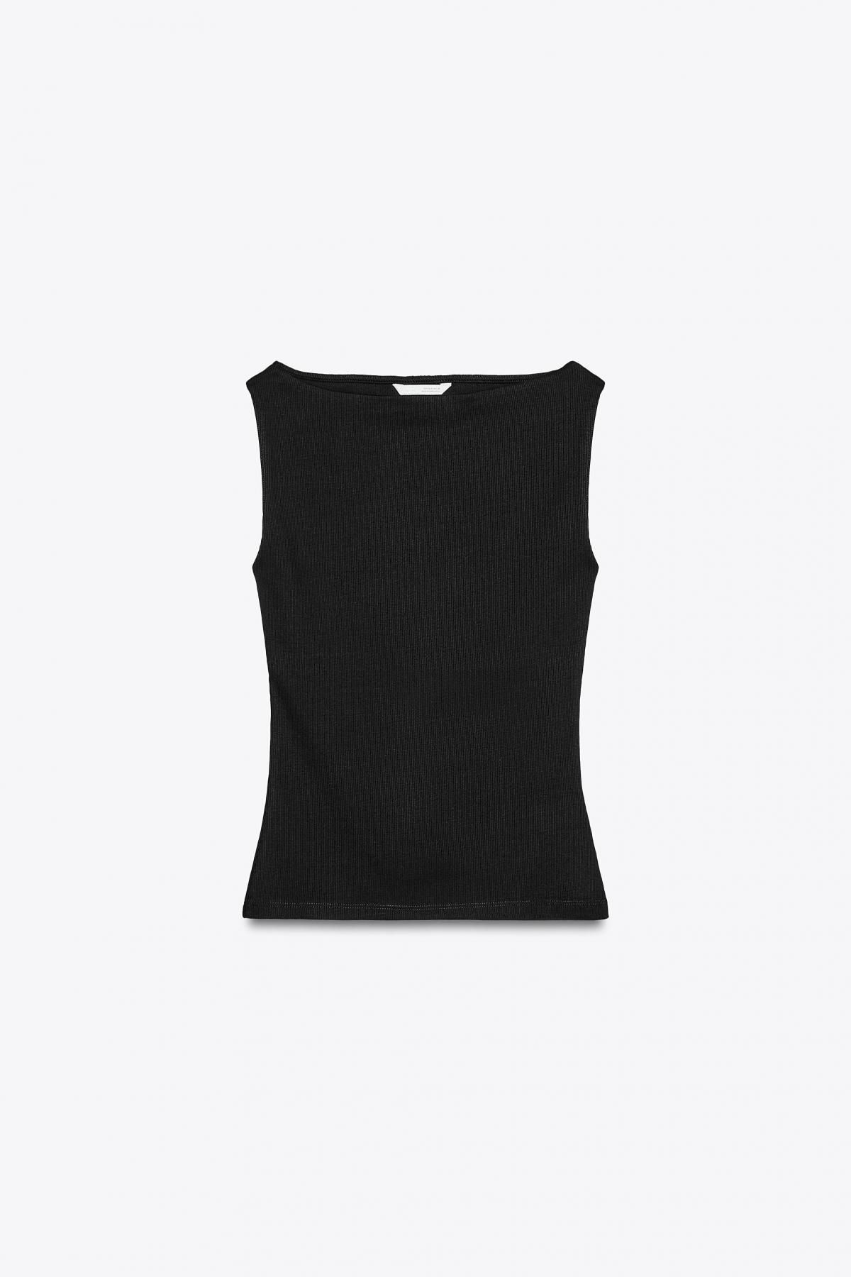 자라 골지 슬리브리스 탑 1044/152 BLACK - 메인 이미지