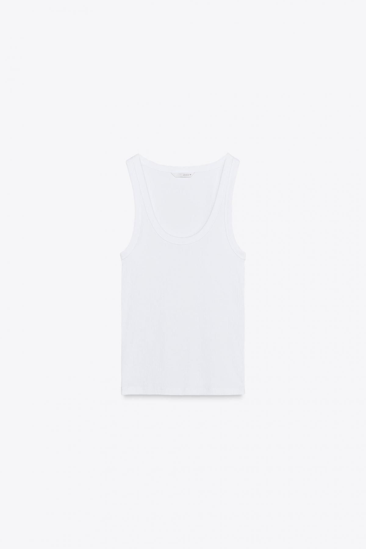 자라 리브드 스트래피 탑 3253/339 WHITE - 메인 이미지