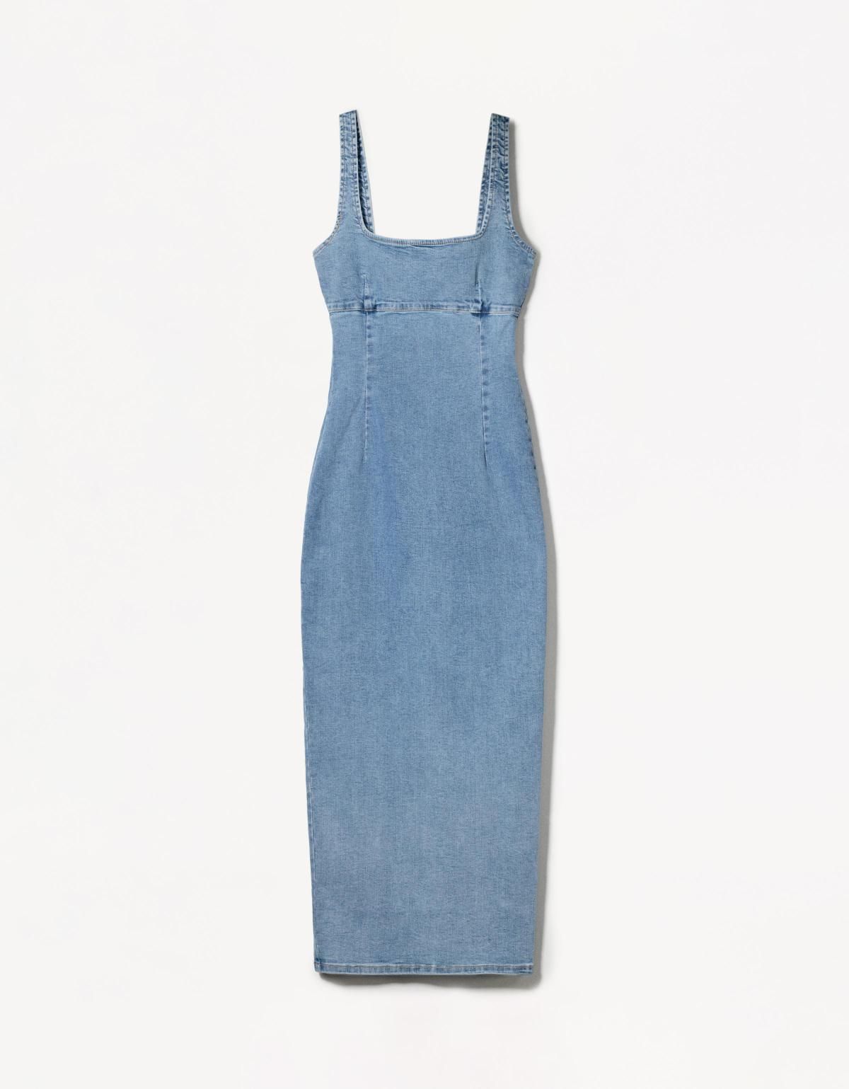 버쉬카 스트랩 롱 데님 원피스 0623/074 LIGHT BLUE - 상품 이미지