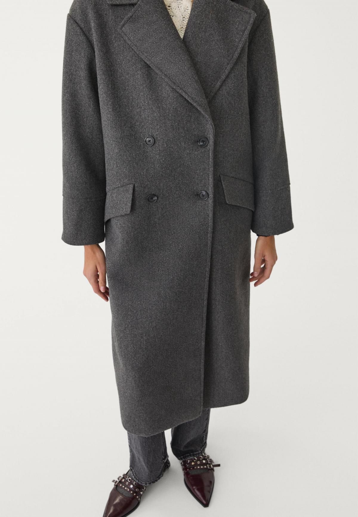 스트라디바리우스 오버사이즈 소프트터치 더블 코트 5814/922 DARK GREY - 상세 이미지 5