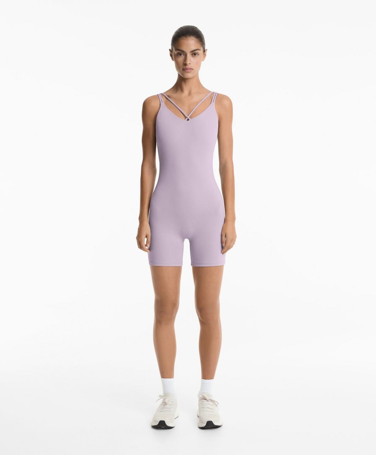 오이쇼 브러쉬드 소프트 테크니컬 더블 스트랩 숏 점프수트 3244/332 MAUVE - 상세 이미지 5