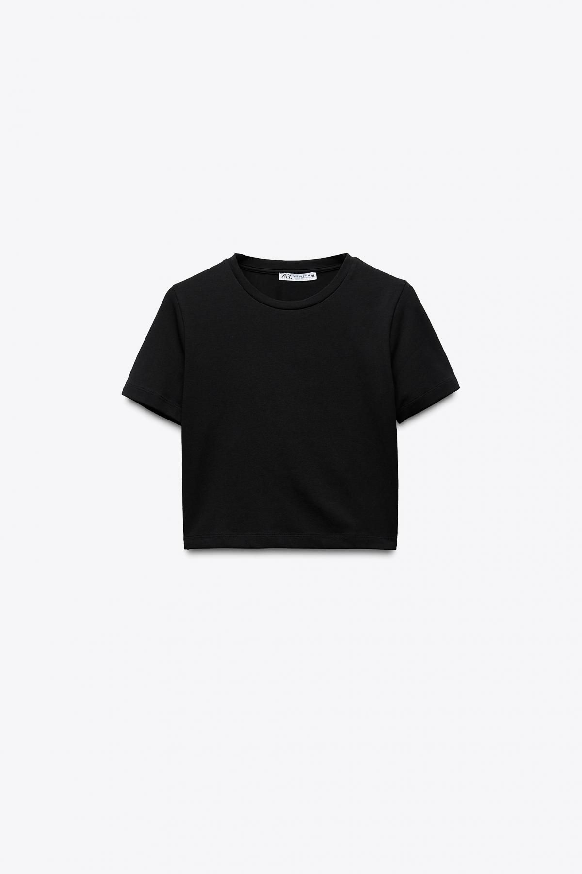 자라 크롭 스트레치 티셔츠 2335/299 BLACK - 메인 이미지