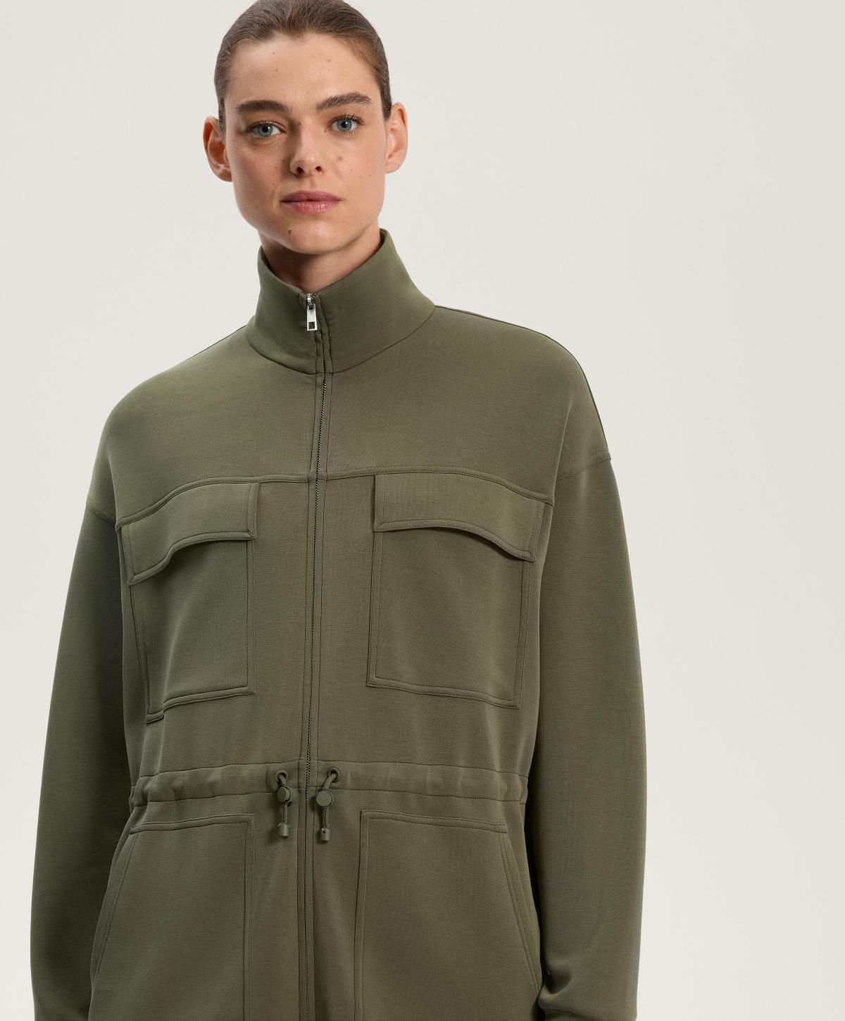 오이쇼 소프트 모달 포켓 집업 스트링 롱 재킷 2913/791 KHAKI - 상세 이미지 5