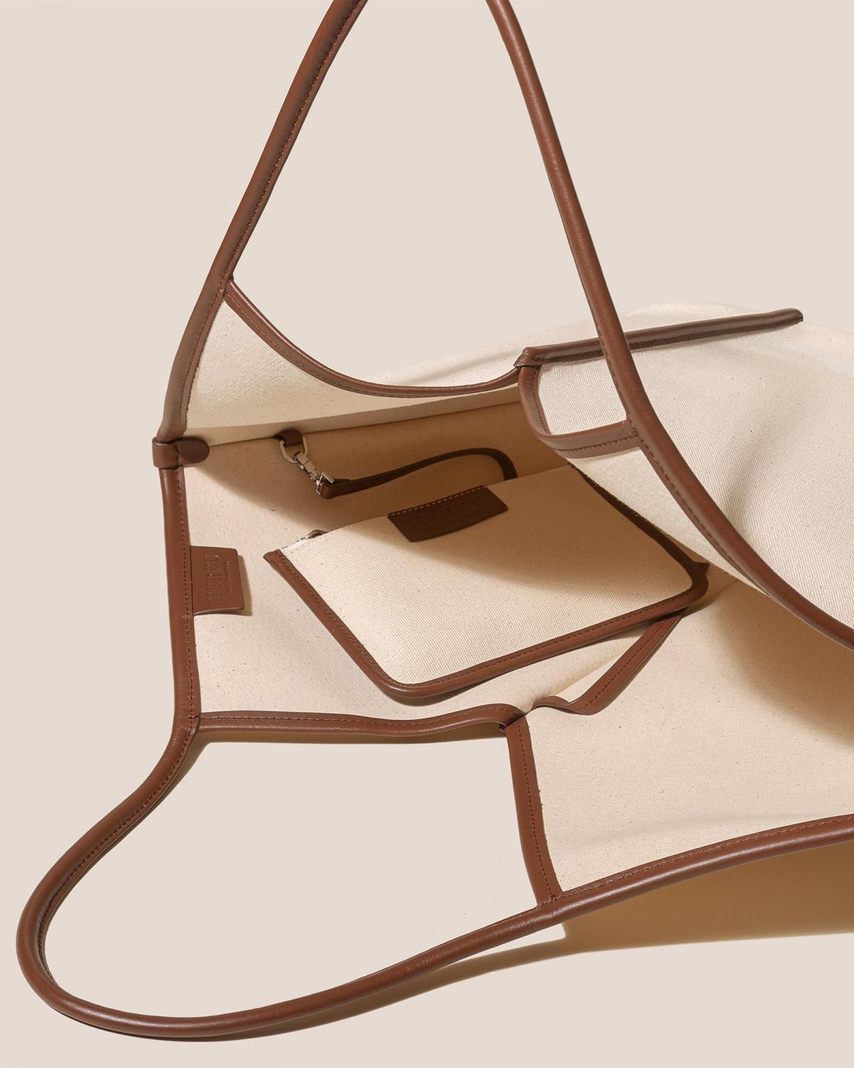 헤레우 CALELLA 오가닉 코튼 레더트림 토트백 7697106043096 BEIGE/CHESTNUT - 상세 이미지 3