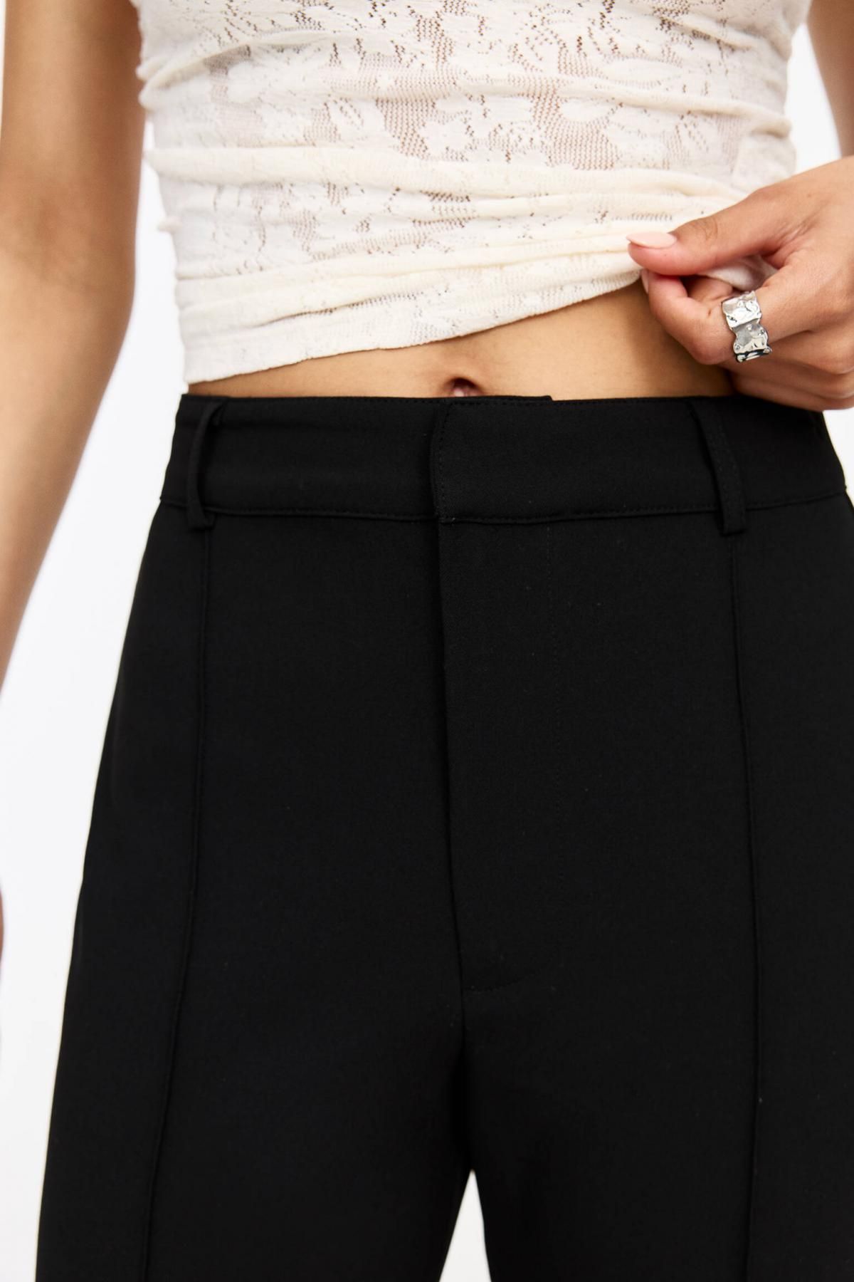 풀앤베어 하이웨이스트 테크니컬 심 슬랙스 팬츠 7678/431 BLACK - 상세 이미지 5