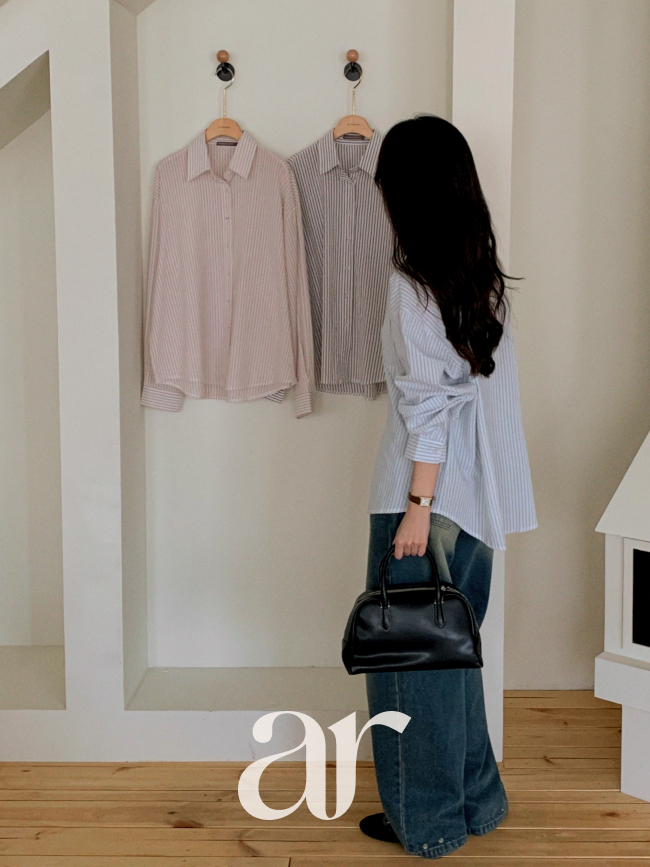 루즈핏 스트라이프 긴팔 셔츠 bs8498 - 상세 이미지 4