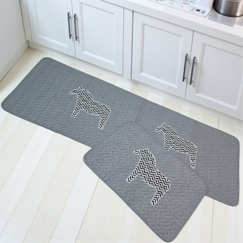 홈집합 고급 퀼트 면 미끄럼방지 빨아쓰는 주방 화장실 베란다 발매트 그레이, 세트