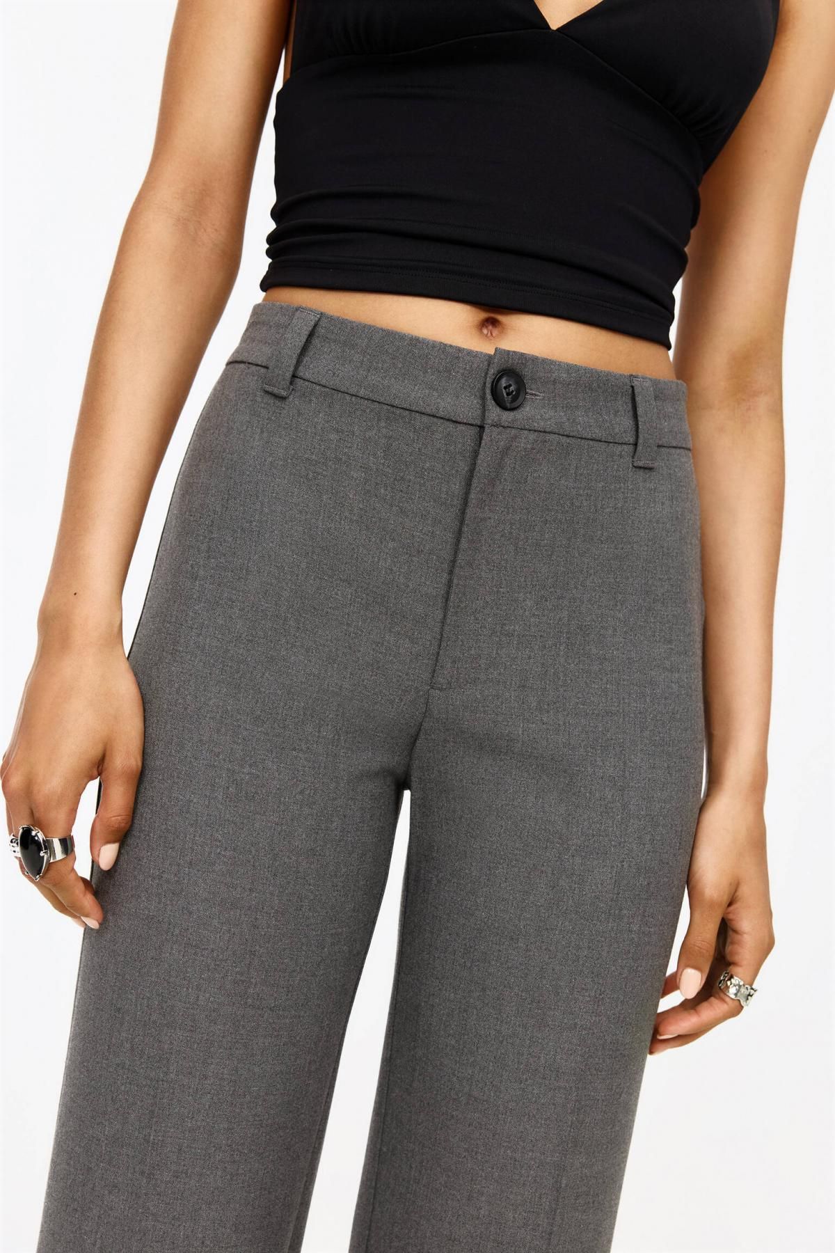 풀앤베어 스마트 하이웨이스트 스트레이트 슬랙스 팬츠 3680/349 GREY - 상세 이미지 5