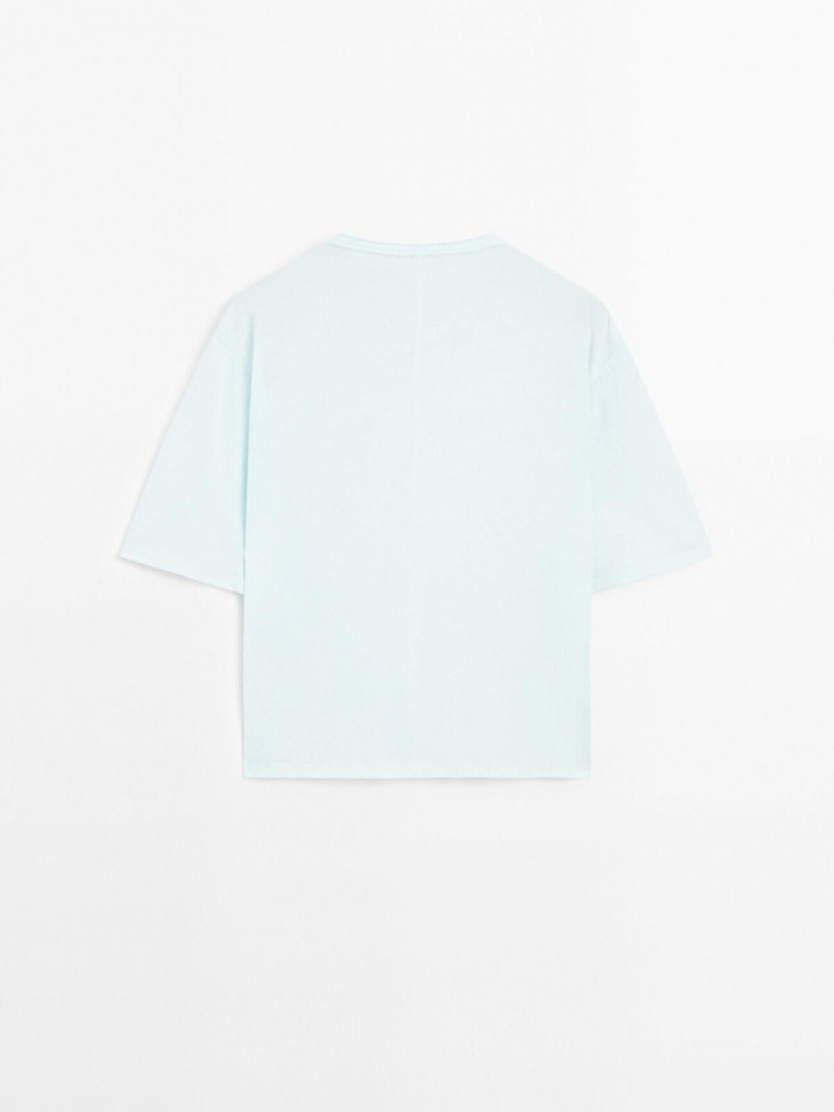 마시모두띠 베이직 박시핏 100 코튼 반팔 티셔츠 6840/500 PASTEL BLUE - 상세 이미지 3