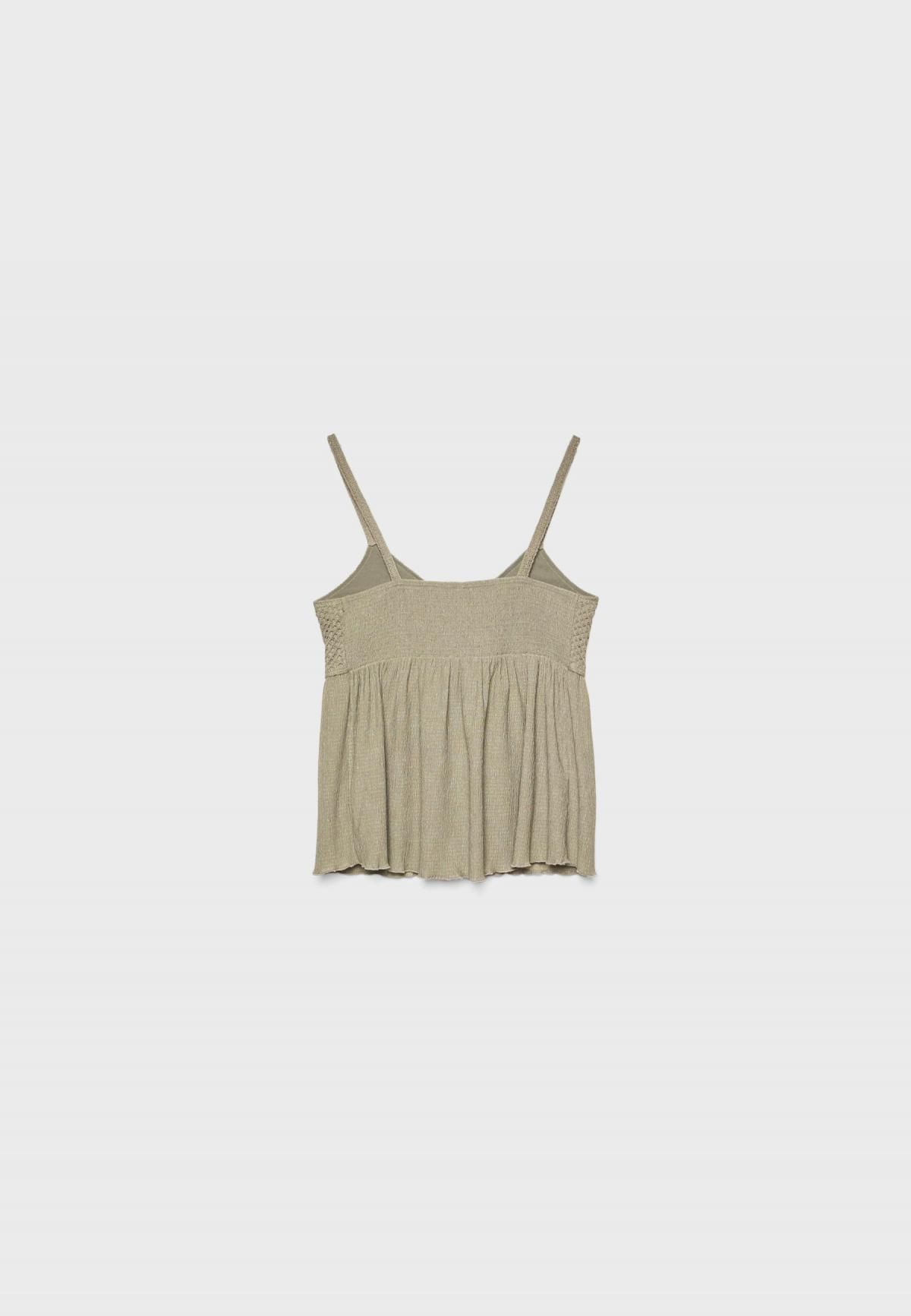 스트라디바리우스 크로셰 러플 브이넥 민소매 탑 2671/698 KHAKI - 상세 이미지 2