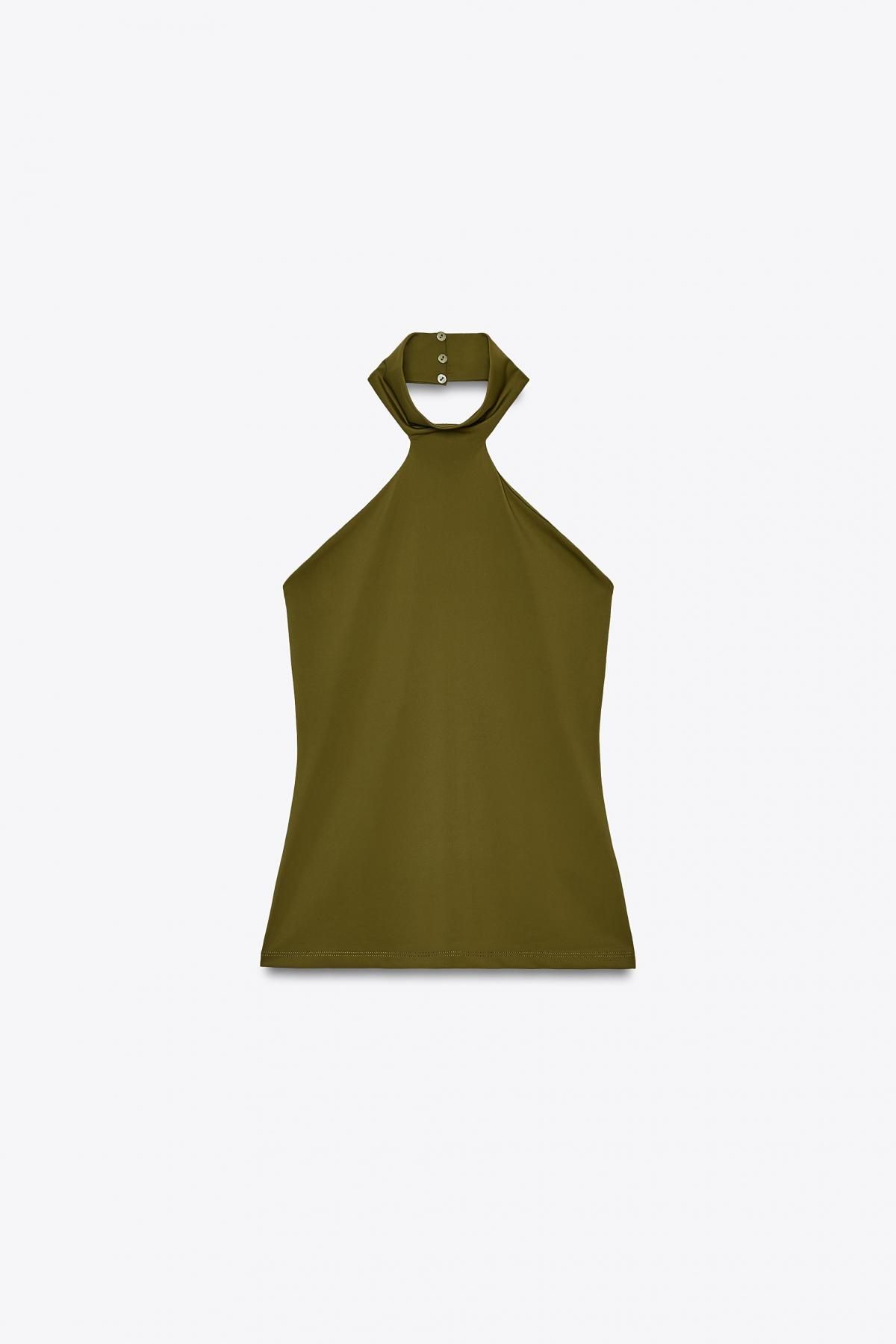 자라 폴리아미드 홀터넥 탑 3641/153 OLIVE GREEN - 메인 이미지