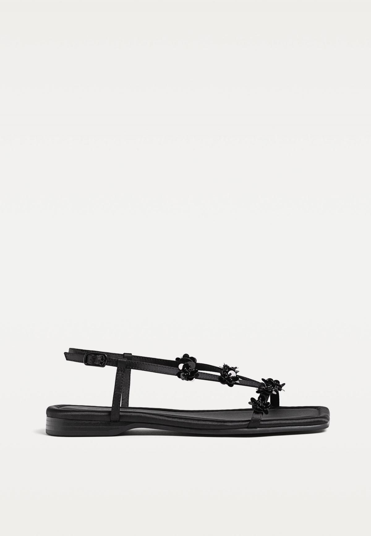 스트라디바리우스 플라워 스트랩 플랫 샌들 블랙 9293/578 BLACK - 메인 이미지