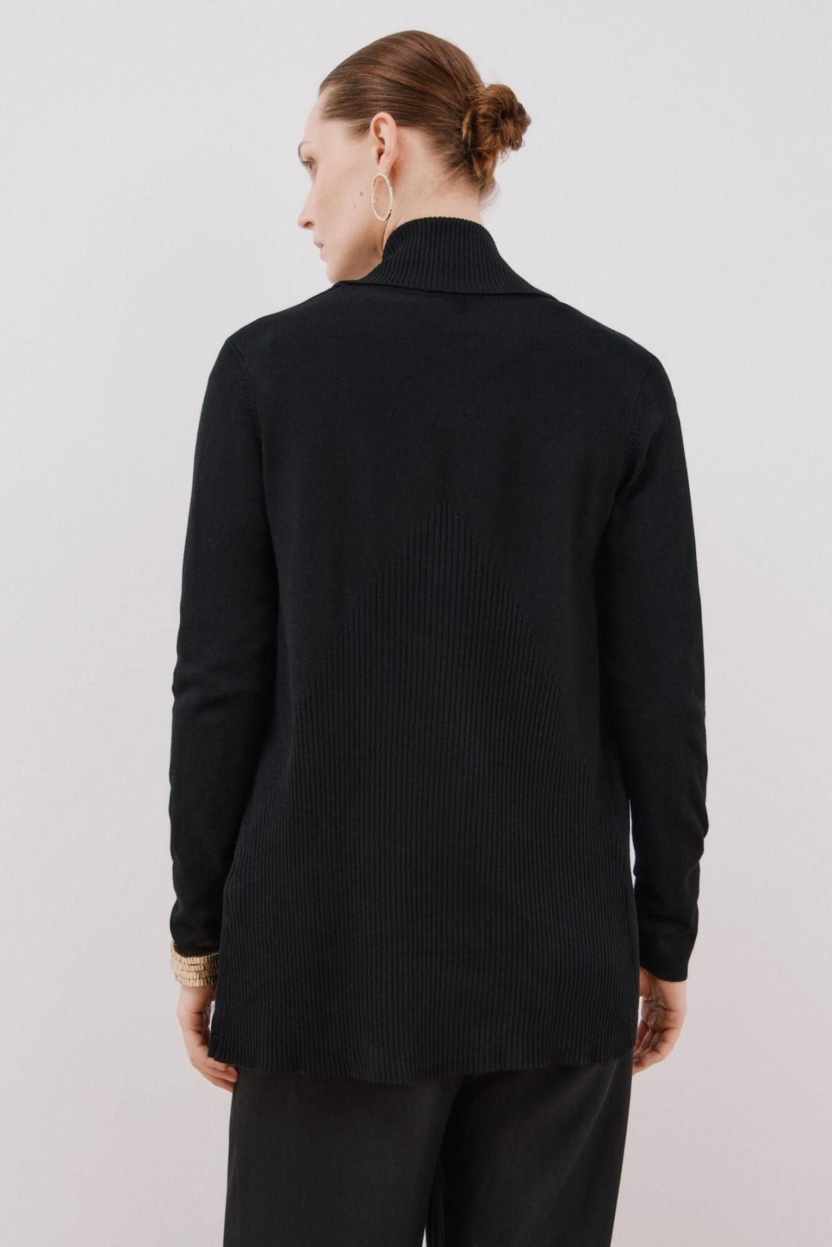 꼬르떼피엘 미니멀 오픈 칼라 숄카라 니트 카디건 6242648 NEGRO - 상세 이미지 5