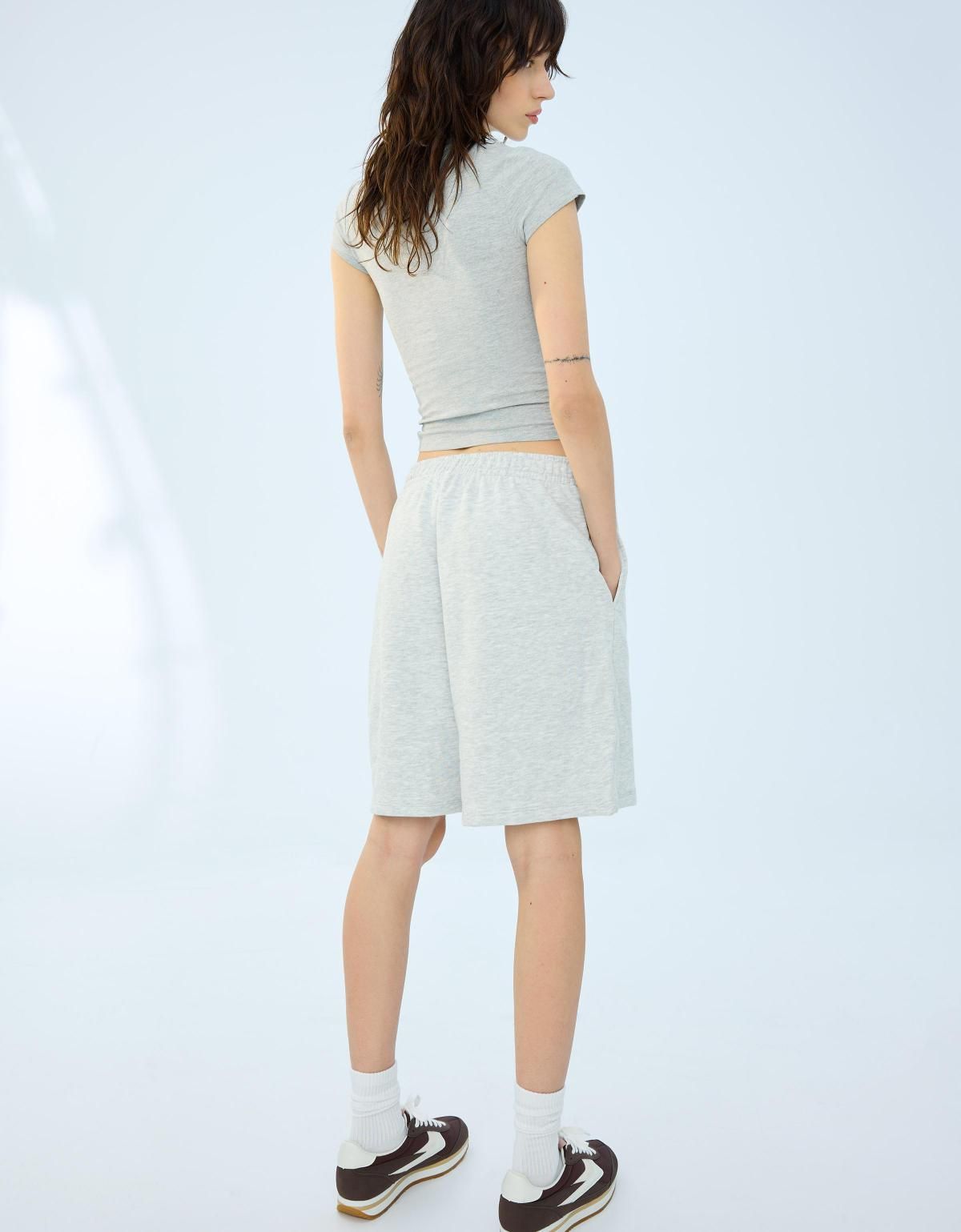 버쉬카 플러시 자수 밴딩 버뮤다 반바지 3319/700 GREY - 상세 이미지 3