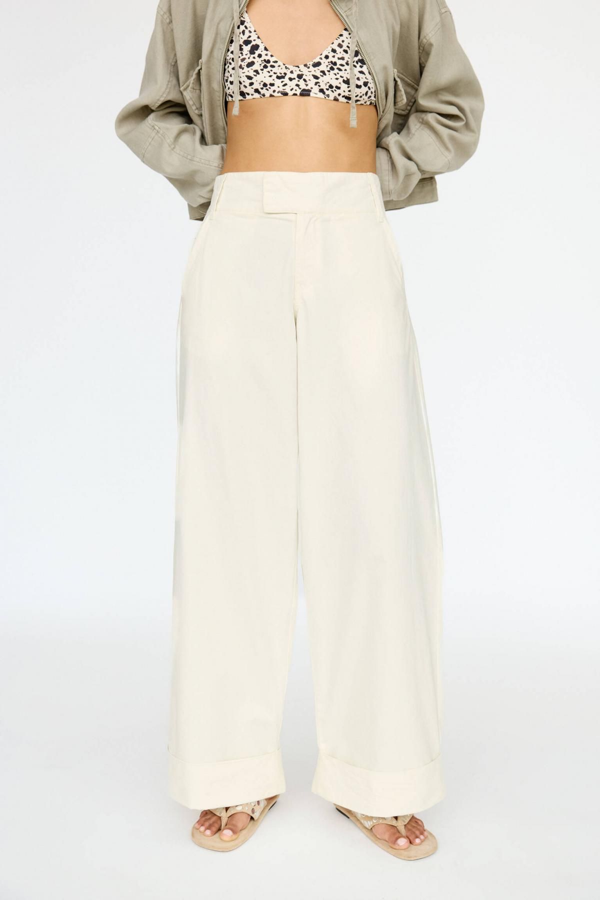 풀앤베어 와이드핏 코튼 와이드 팬츠 7675/302 OFF WHITE - 상품 이미지