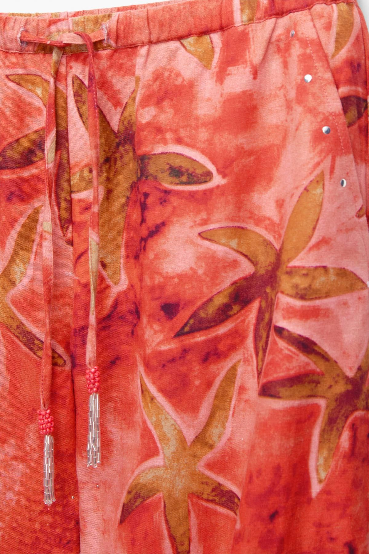 풀앤베어 플로럴 러스틱 와이드 팬츠 7675/306 RED - 상세 이미지 3