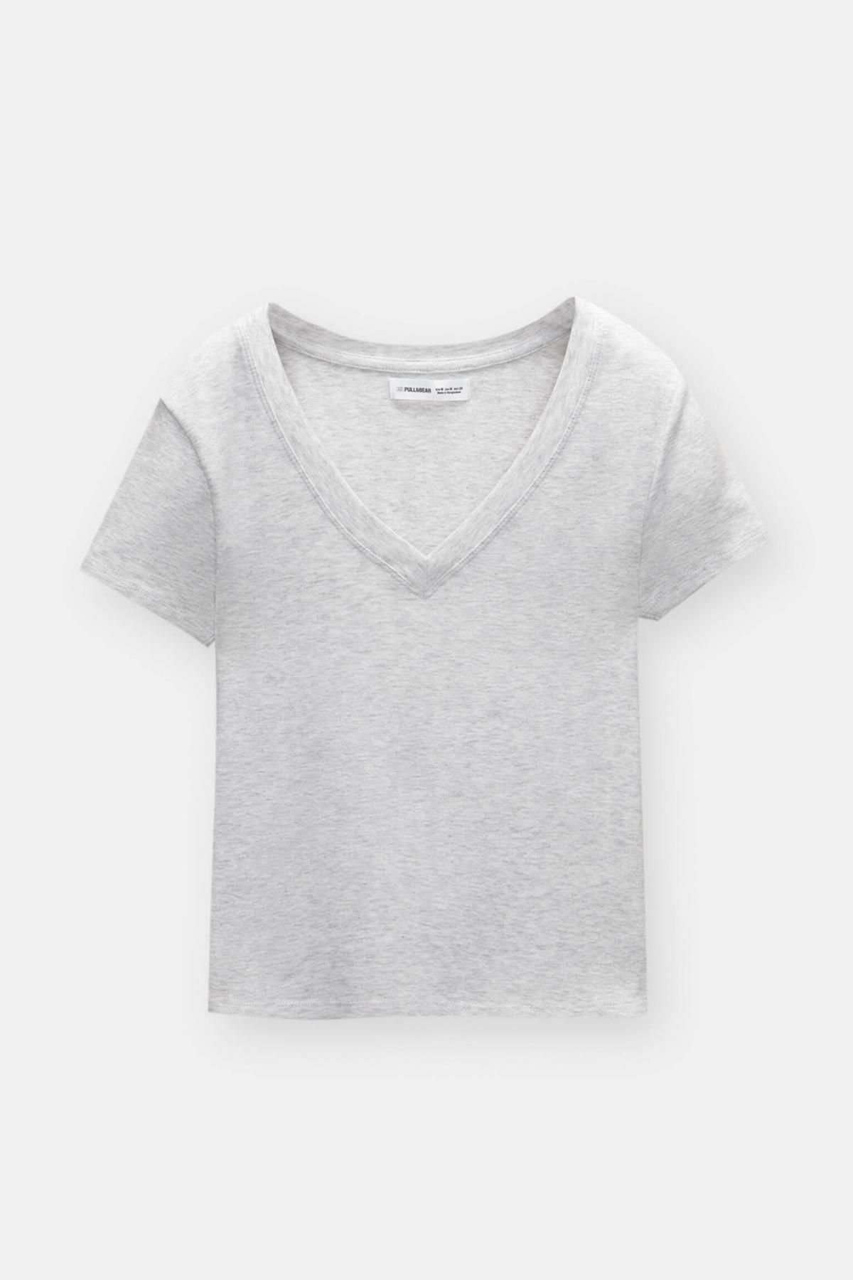 풀앤베어 미니멀 브이넥 반팔 티셔츠 3245/323 GREY MARL - 메인 이미지