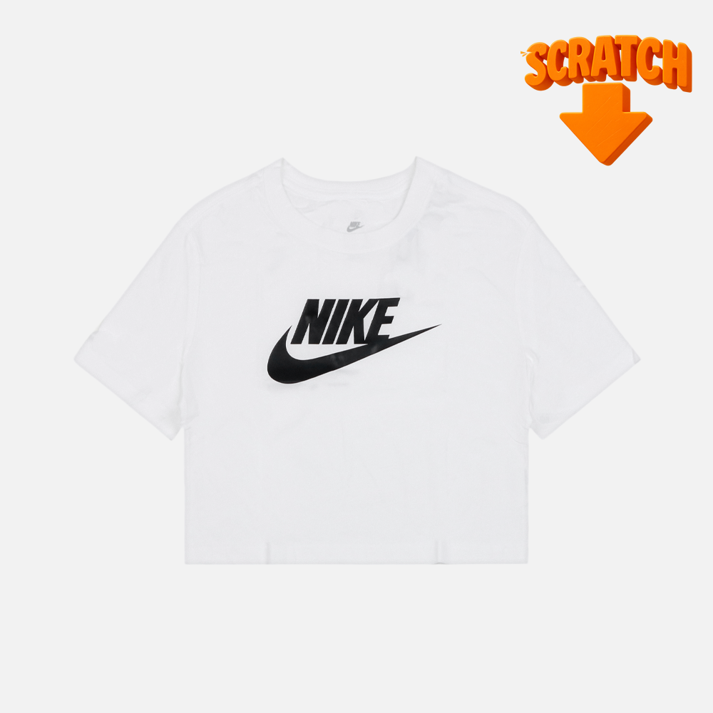 [스크래치]나이키 우먼 NSW 퓨추라 크롭 반팔티 BV6176-100-SC0000003794 - 상품 이미지
