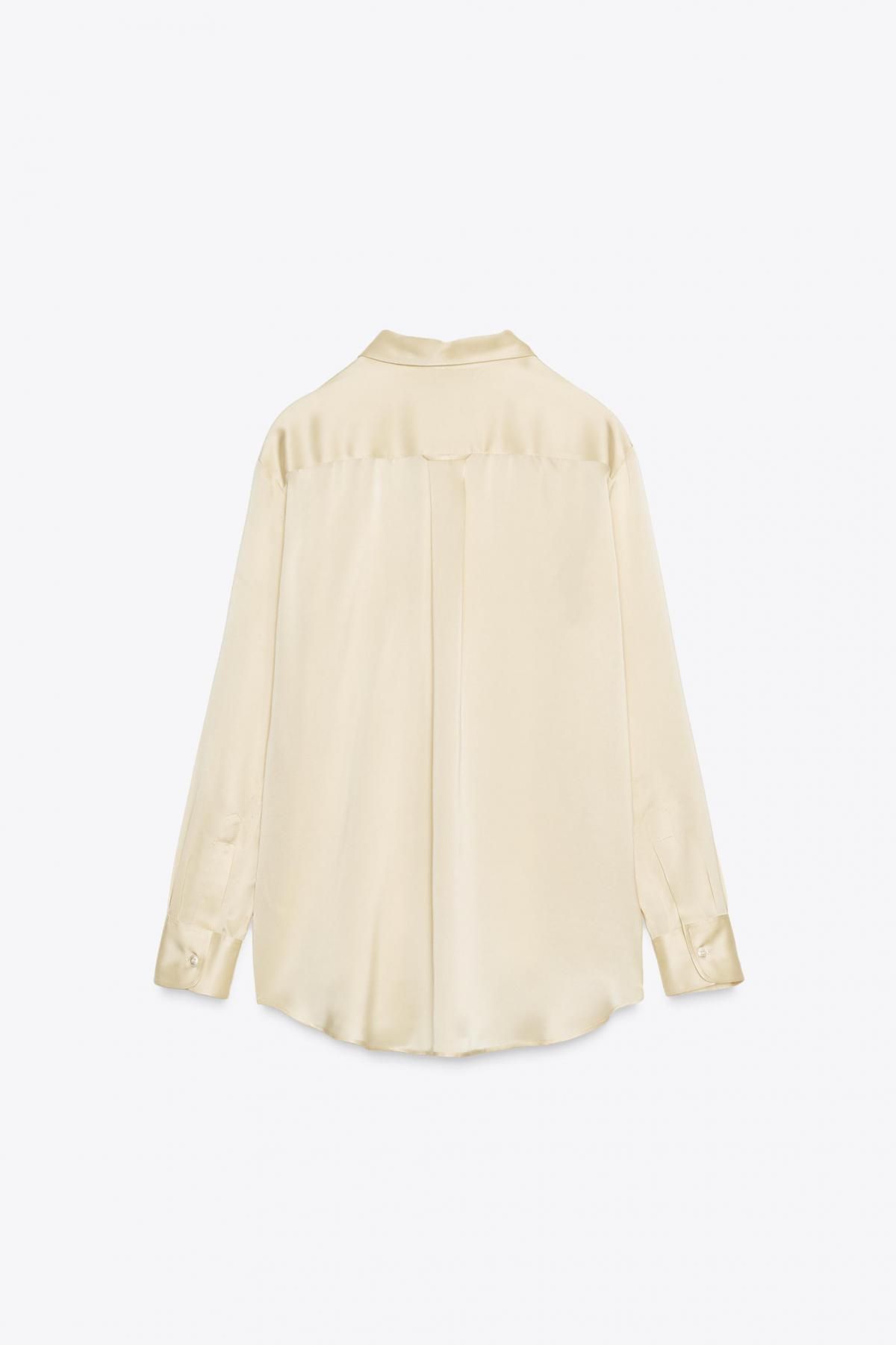 자라 프리미엄 100 실크 긴팔 셔츠 포켓 디테일 7823/147 BEIGE - 상세 이미지 4