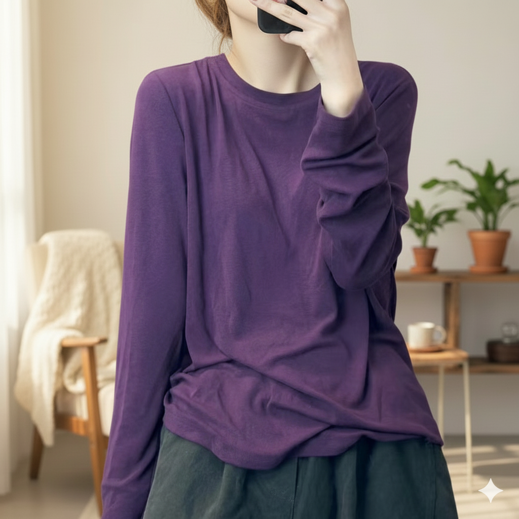 라운드넥티셔츠 봄 가을 간절기 이너티 여성 스판 쭉티 9238 - 상세 이미지 4