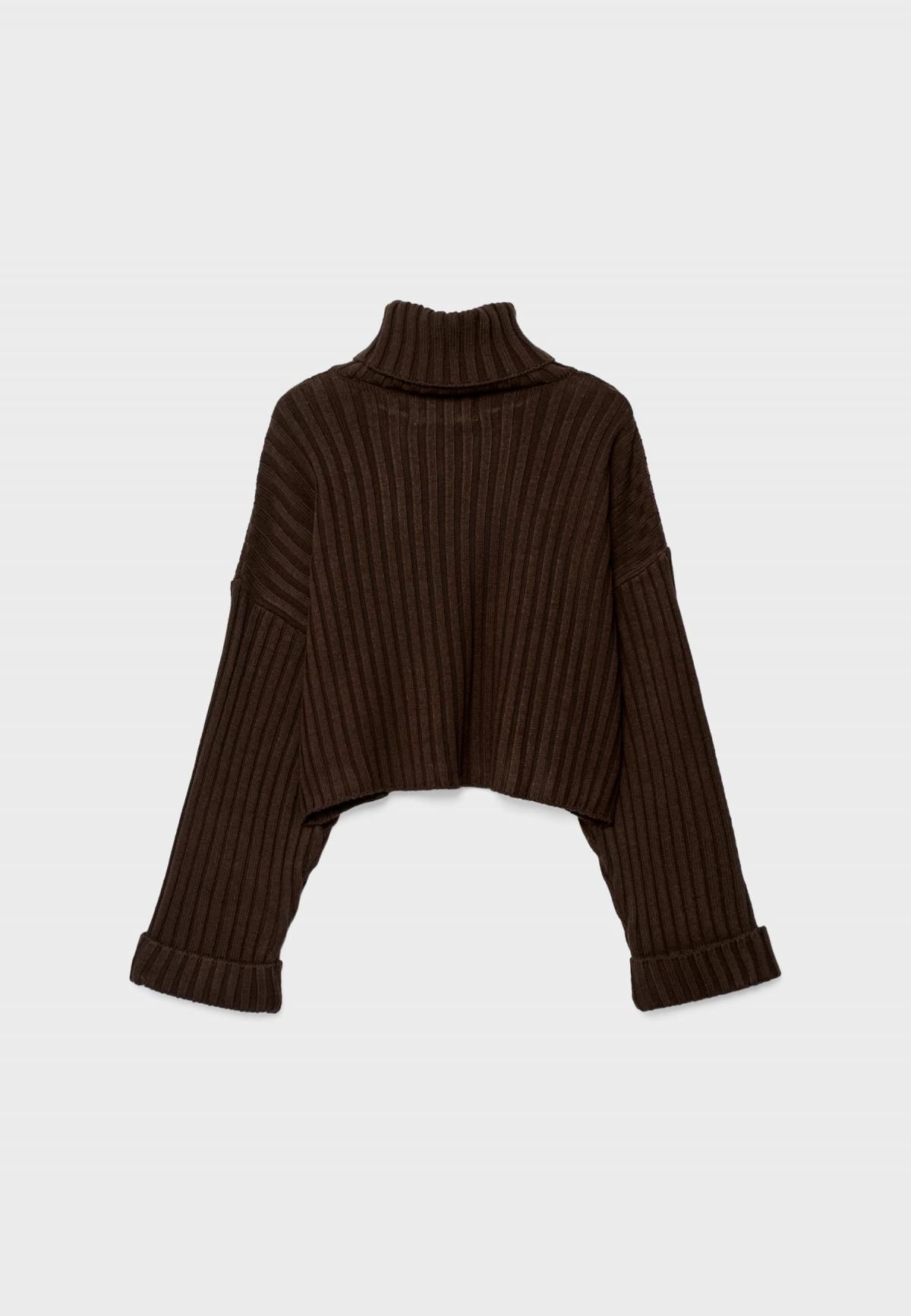 스트라디바리우스 하이넥 크롭 오버핏 니트 스웨터 8557/350 BROWN - 상품 이미지