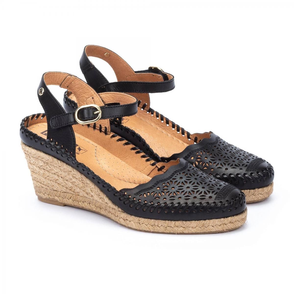 피콜리노스 핸드메이드 웨지 스트랩 샌들 VILA W9Y-1508 BLACK - 상세 이미지 2