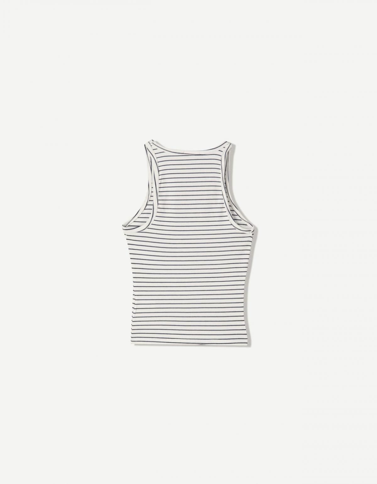 버쉬카 베이직 스트라이프 립드 슬리브리스 티셔츠 2338/152 WHITE - 상세 이미지 2