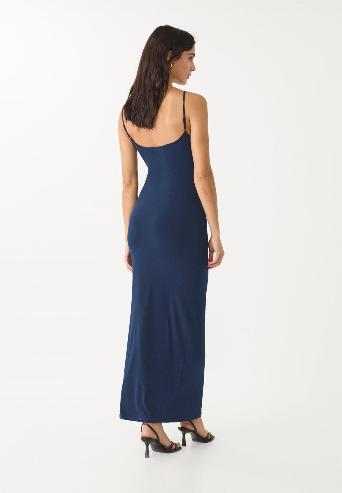 스트라디바리우스 슬림핏 롱 스트랩 슬릿 원피스 7175/820 NAVY BLUE - 상세 이미지 5