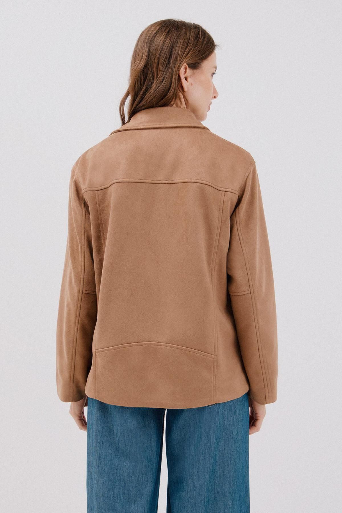 꼬르떼피엘 테크니컬 스웨이드 바이커 롱 재킷 6612731 BEIGE - 상세 이미지 4